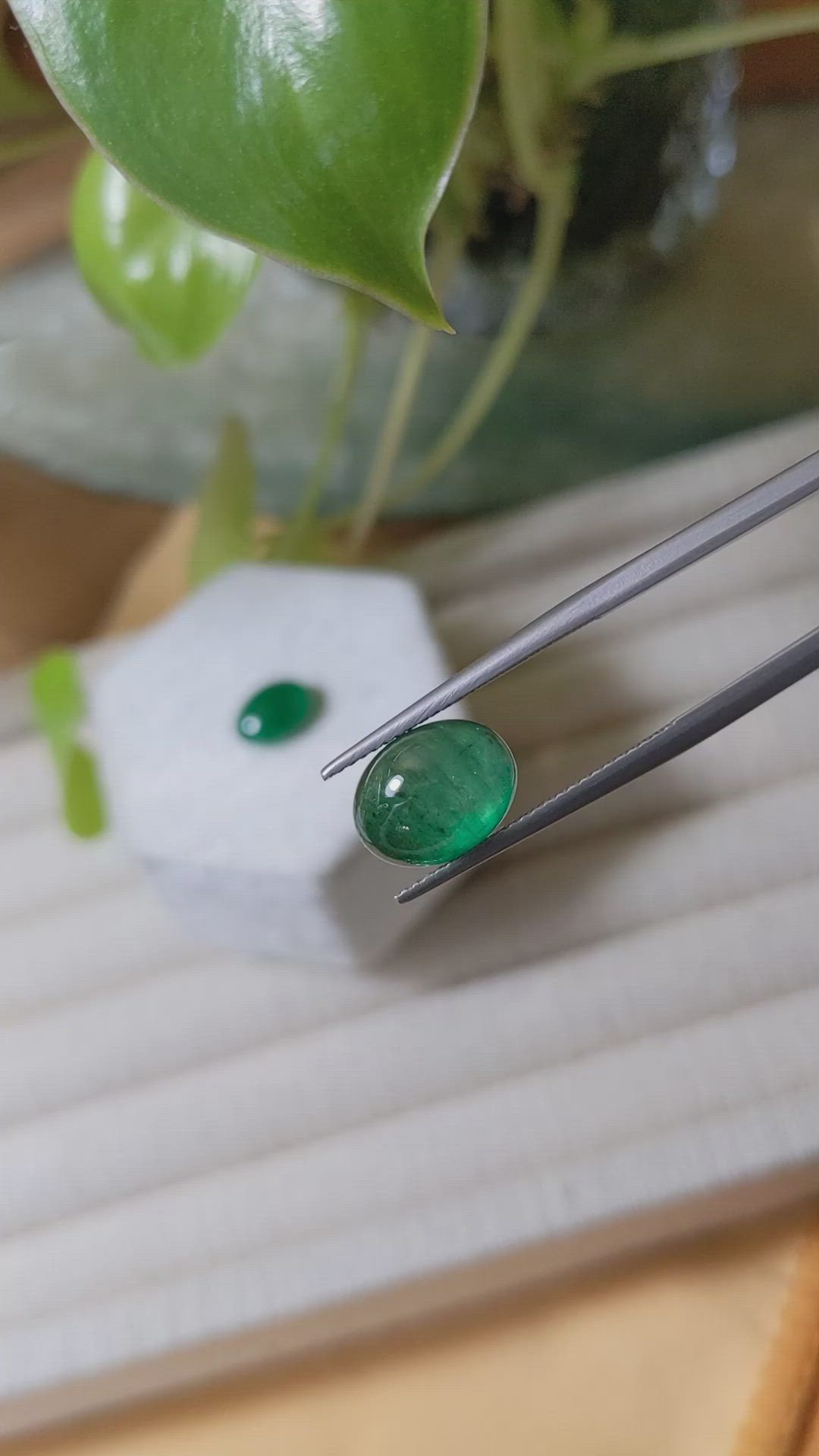 6.83 Ct.Tw.Total Carat Weight Cabochon Emerald Pair from Zambia Size Video