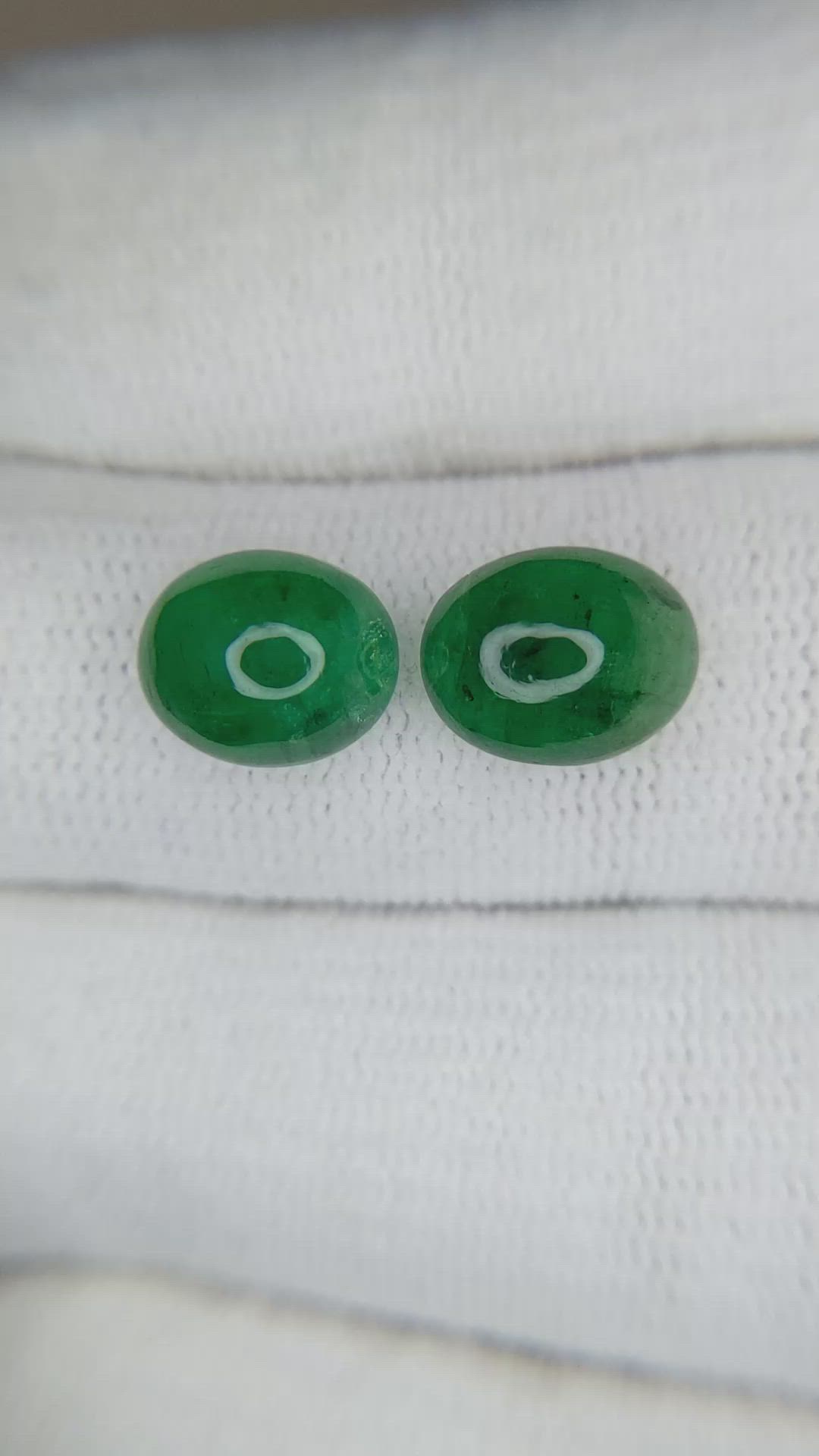 5.49&nbsp;Ct.Tw.Total Carat Weight Cabochon Emerald Pair from Zambia Size Video