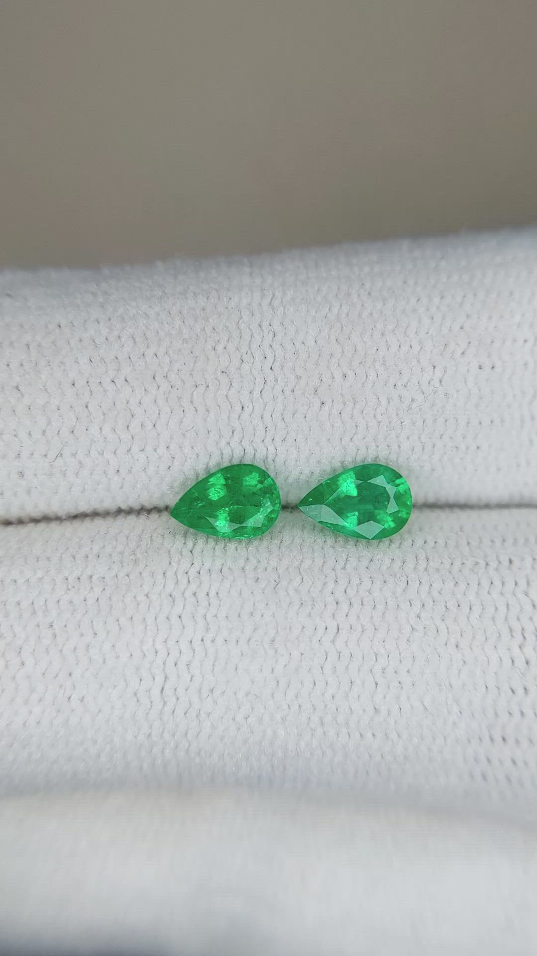 0.73&nbsp;Ct.Tw.Total Carat Weight Emerald Pair from Zambia Size Video