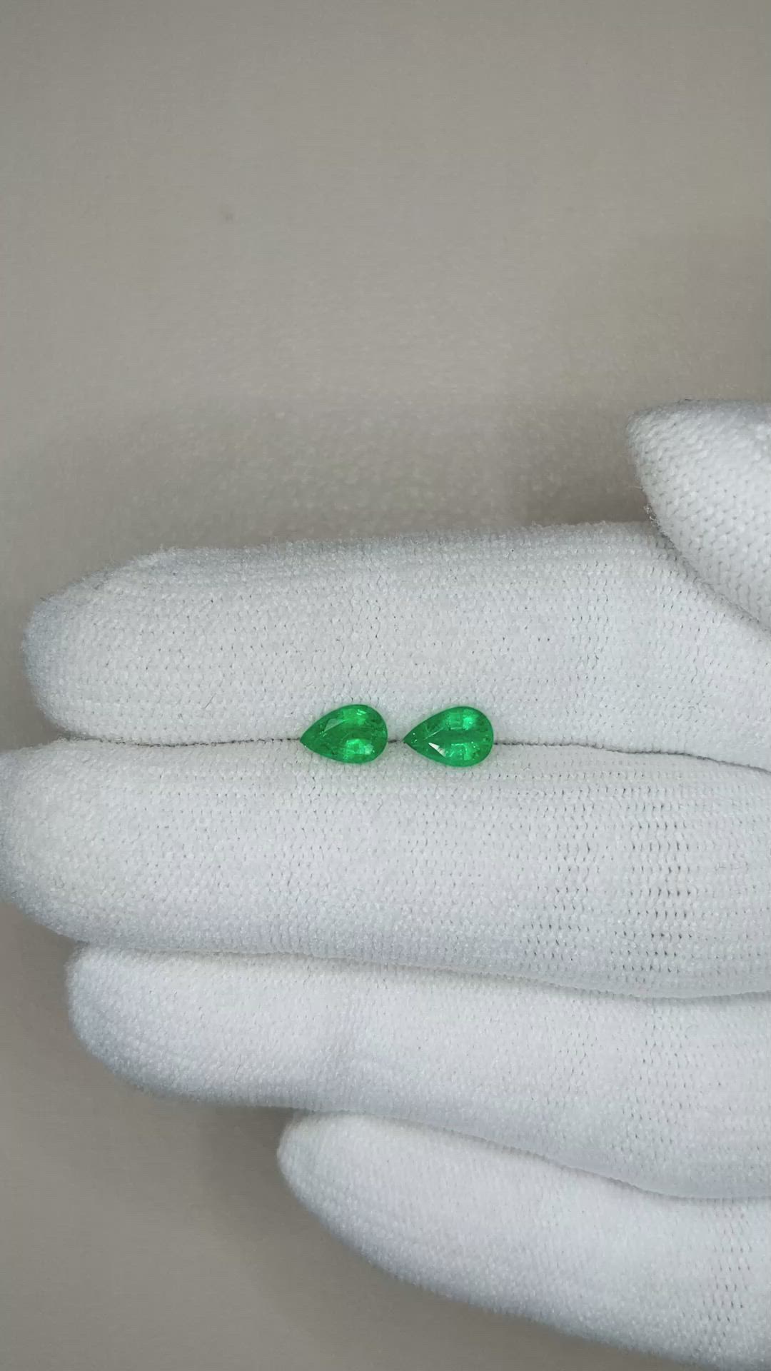 0.73&nbsp;Ct.Tw.Total Carat Weight Emerald Pair from Zambia Size Video