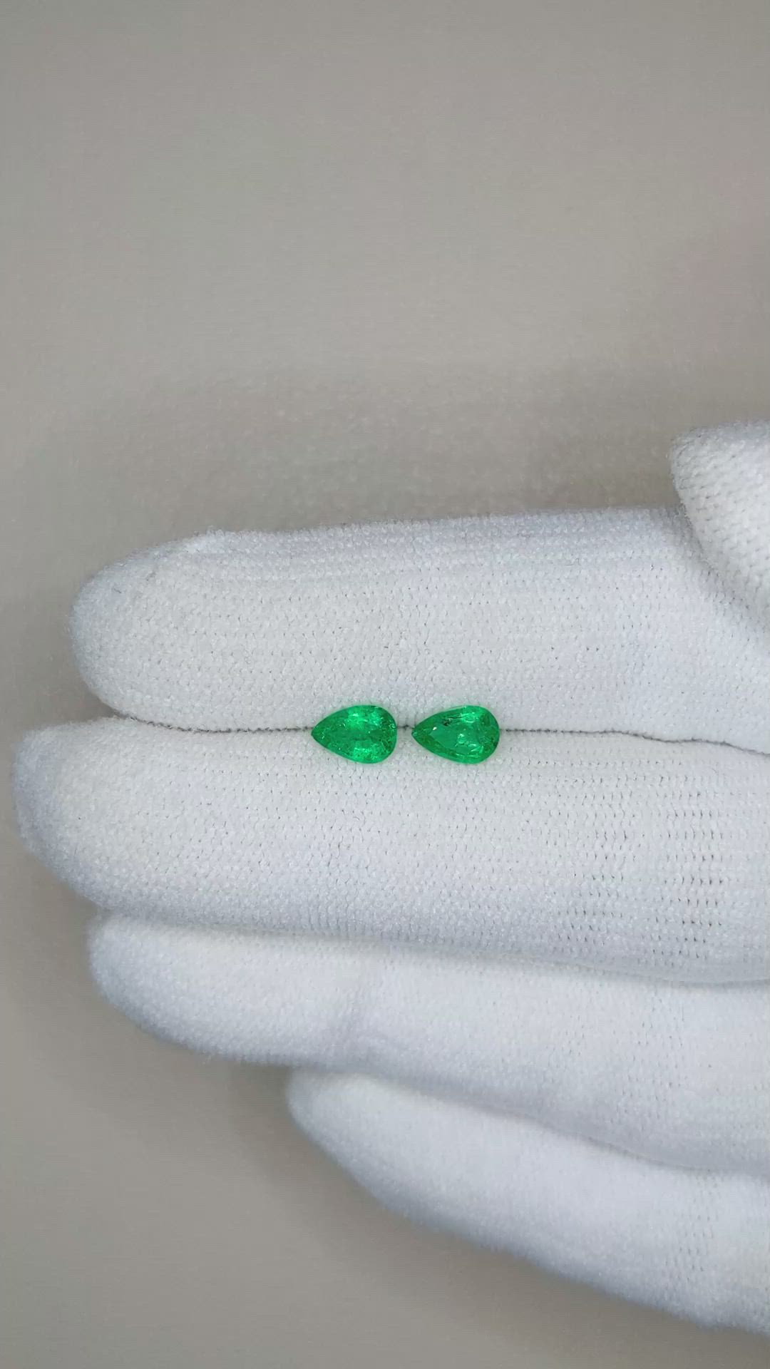 0.64 Ct.Tw.Total Carat Weight Emerald Pair from Zambia Size Video