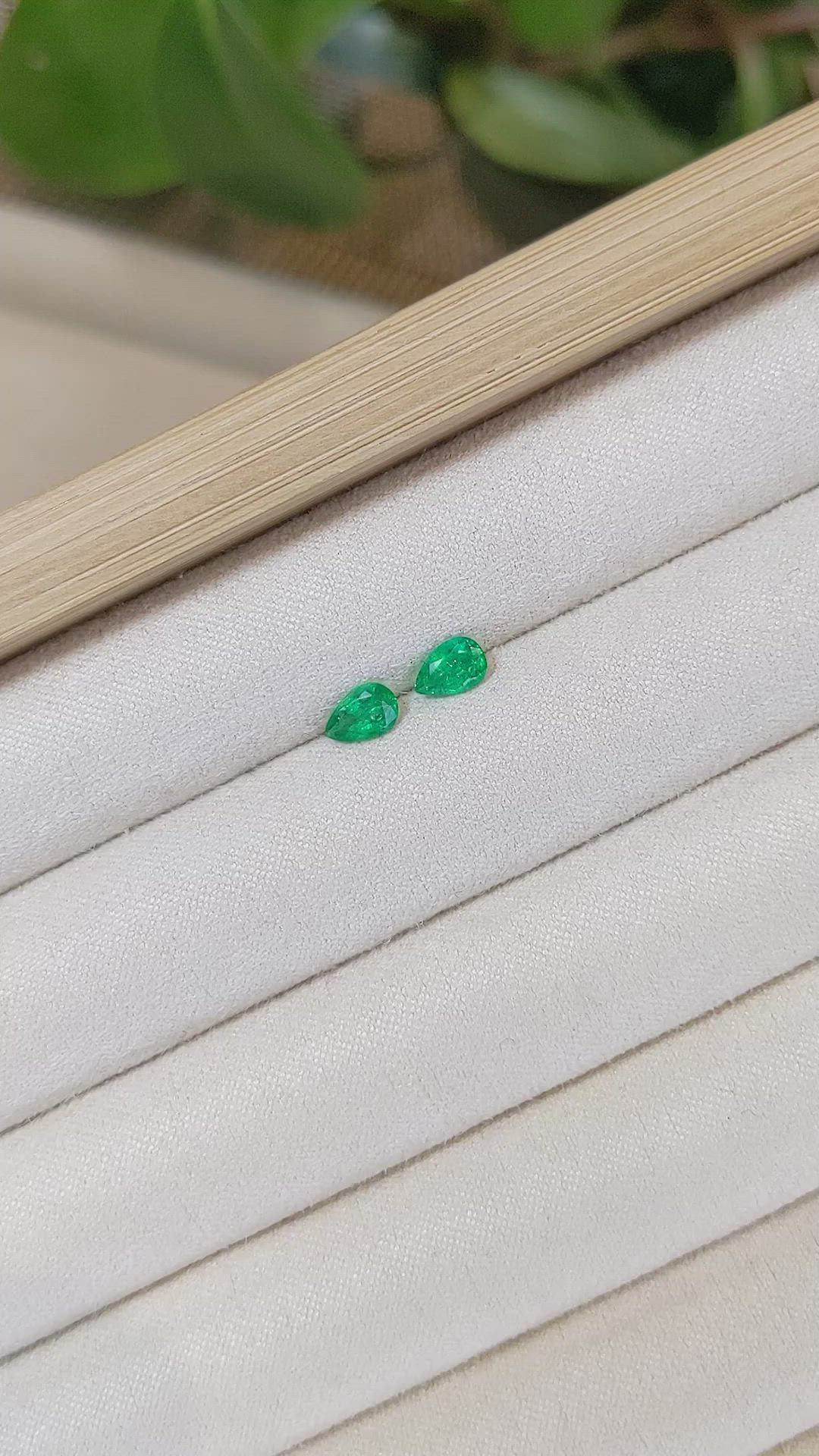 0.64 Ct.Tw.Total Carat Weight Emerald Pair from Zambia Size Video
