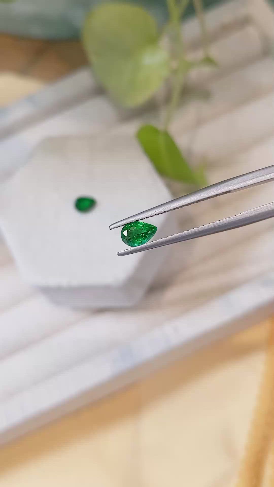 0.77&nbsp;Ct.Tw.Total Carat Weight Emerald Pair from Zambia Size Video