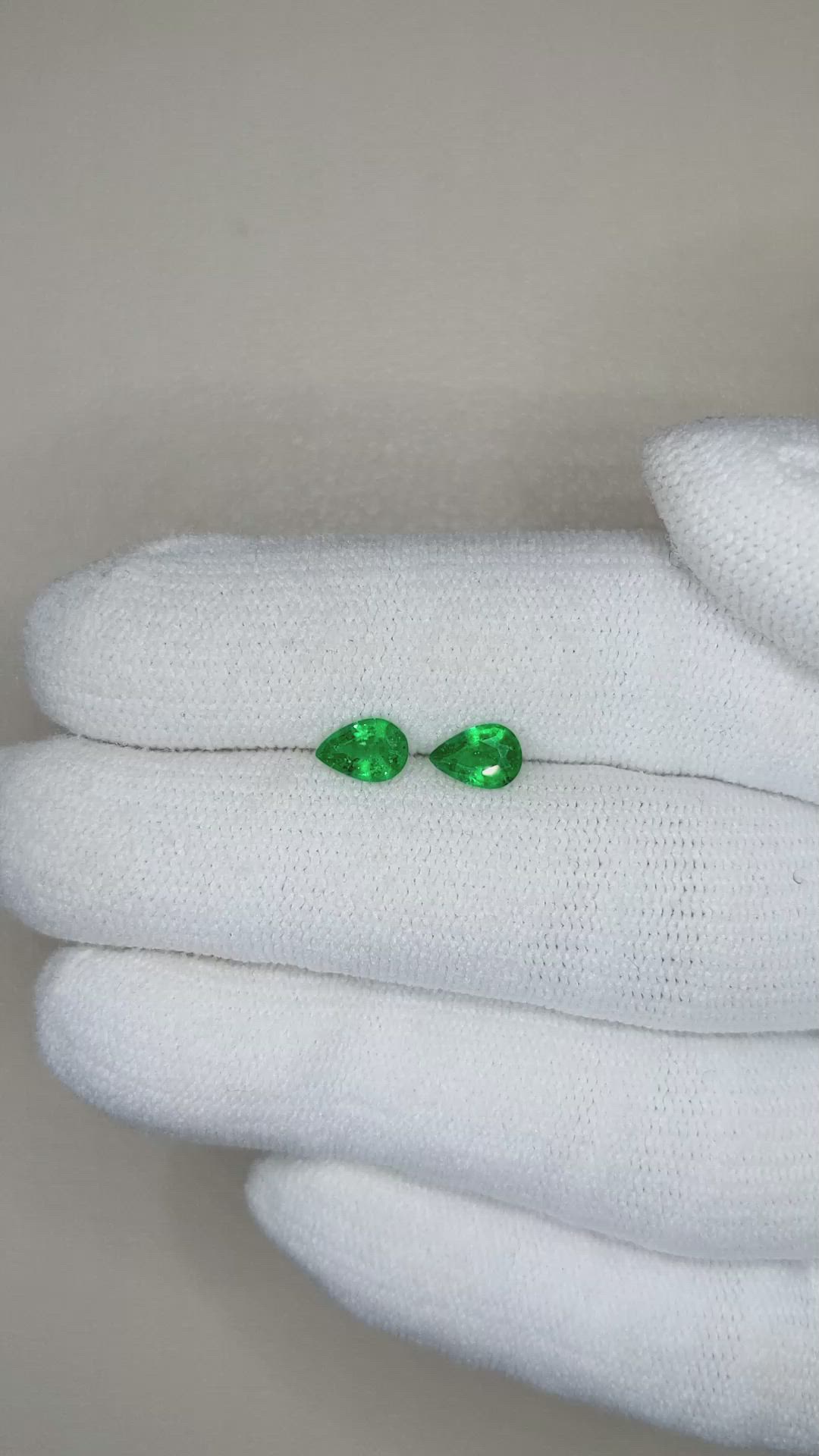 0.77&nbsp;Ct.Tw.Total Carat Weight Emerald Pair from Zambia Size Video
