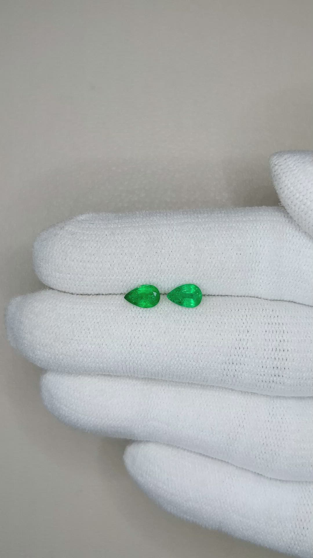 0.75&nbsp;Ct.Tw.Total Carat Weight Emerald Pair from Zambia Size Video