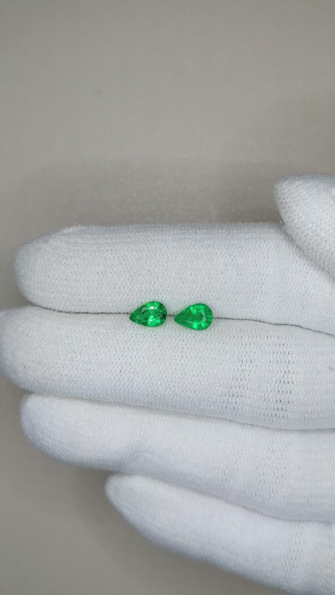 0.72&nbsp;Ct.Tw.Total Carat Weight Emerald Pair from Zambia Size Video