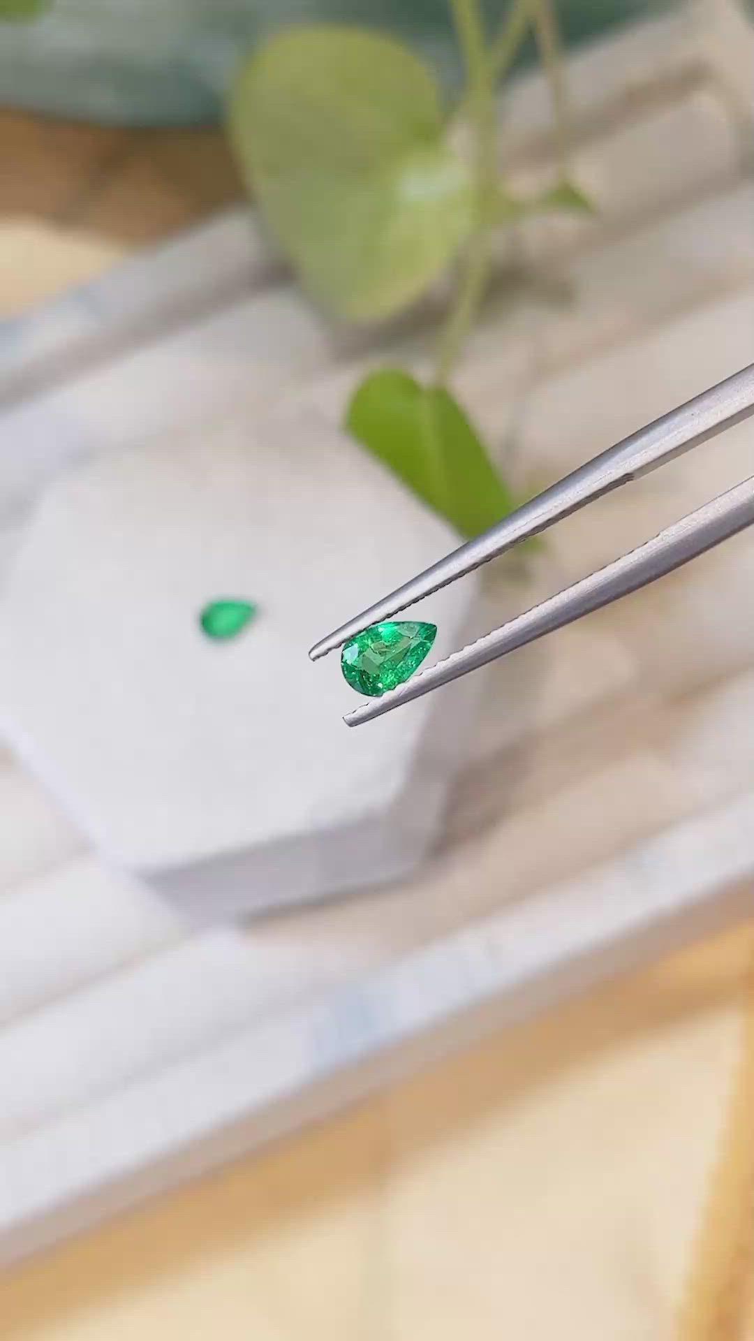 0.72&nbsp;Ct.Tw.Total Carat Weight Emerald Pair from Zambia Size Video