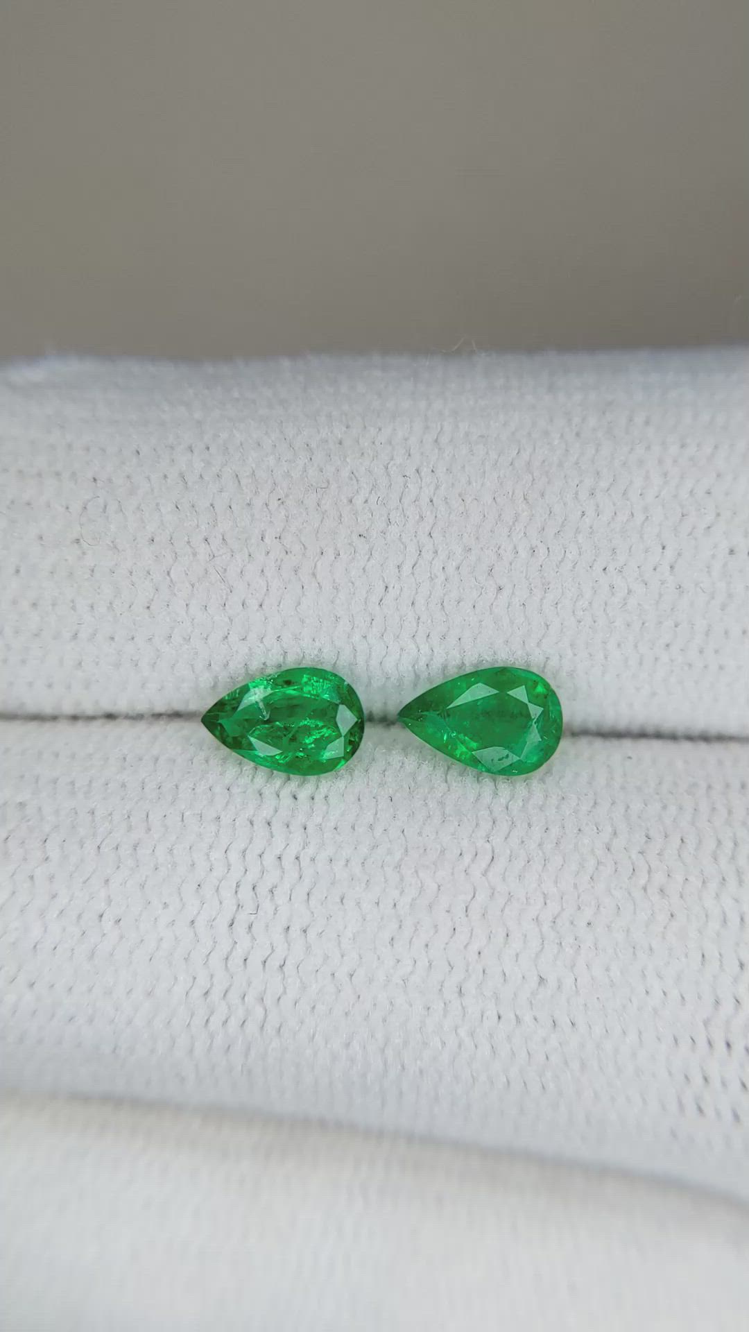 0.67 Ct.Tw.Total Carat Weight Emerald Pair from Zambia Size Video