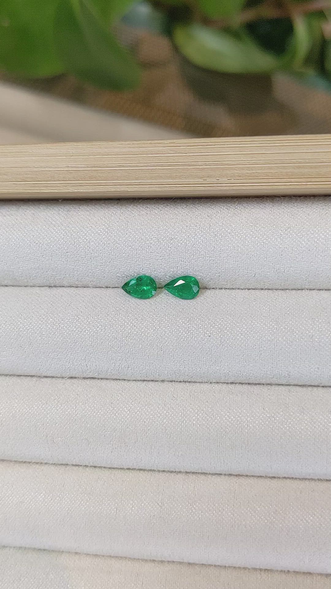 0.67 Ct.Tw.Total Carat Weight Emerald Pair from Zambia Size Video
