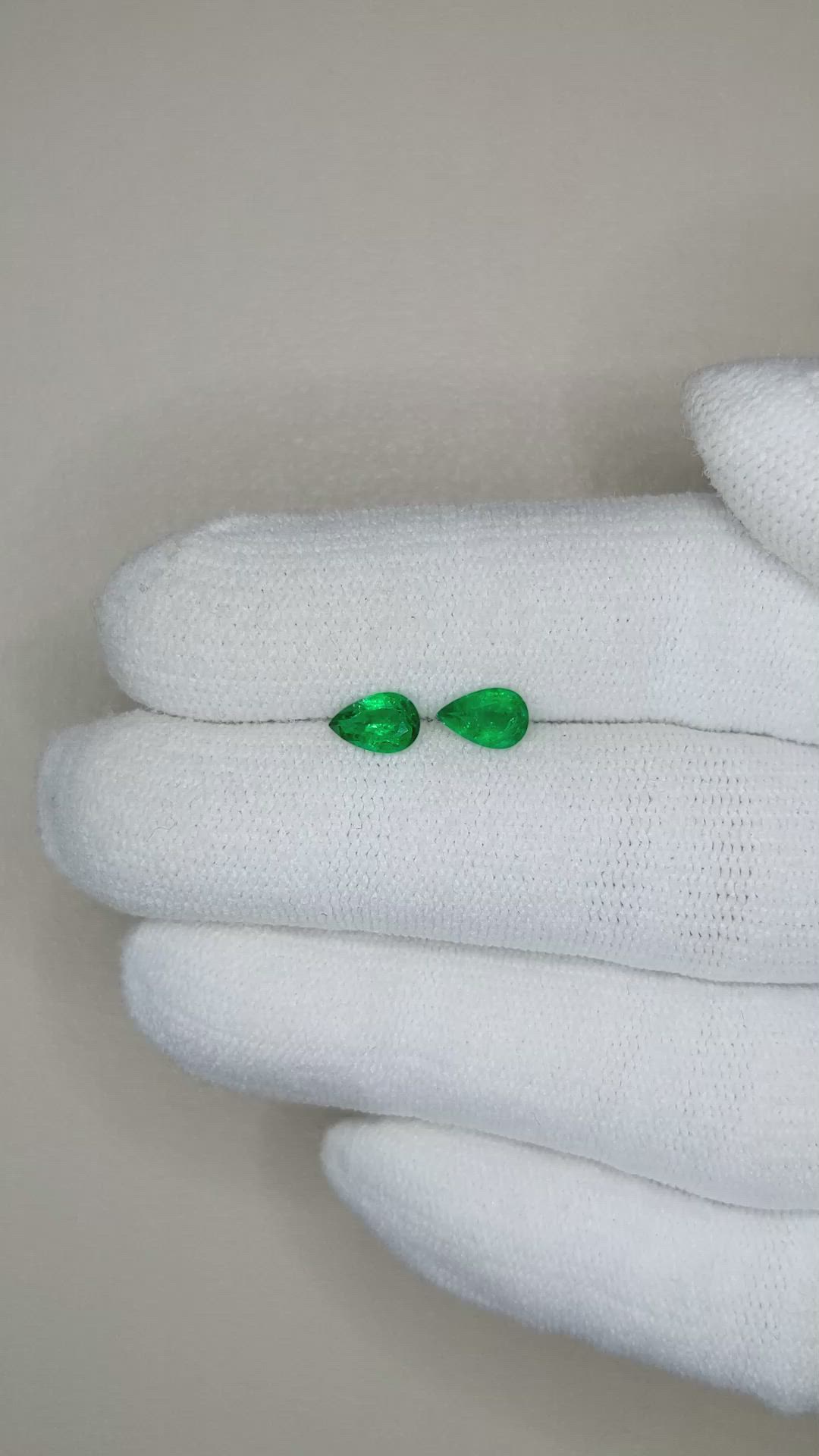 0.67 Ct.Tw.Total Carat Weight Emerald Pair from Zambia Size Video