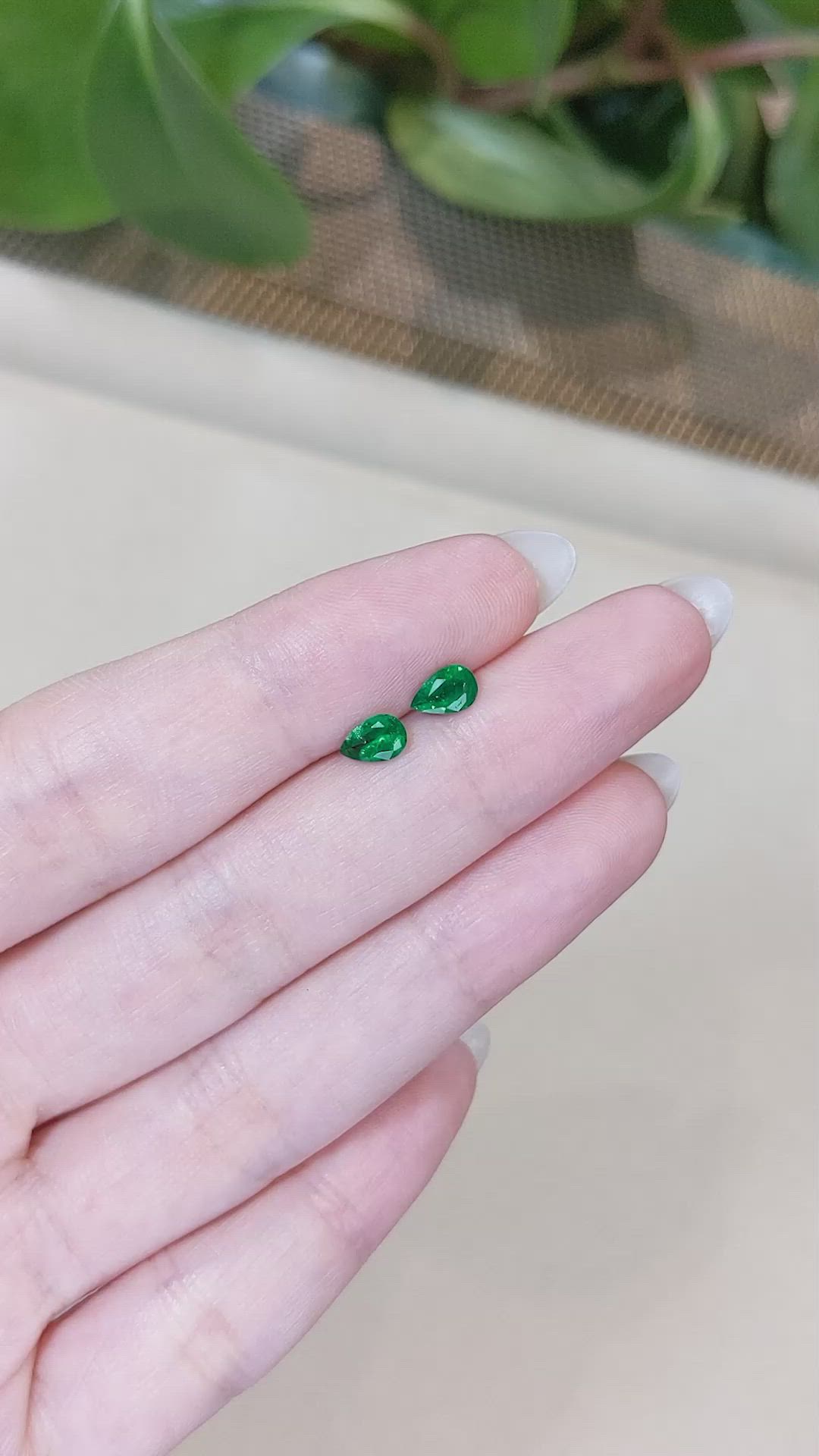 0.67 Ct.Tw.Total Carat Weight Emerald Pair from Zambia Size Video