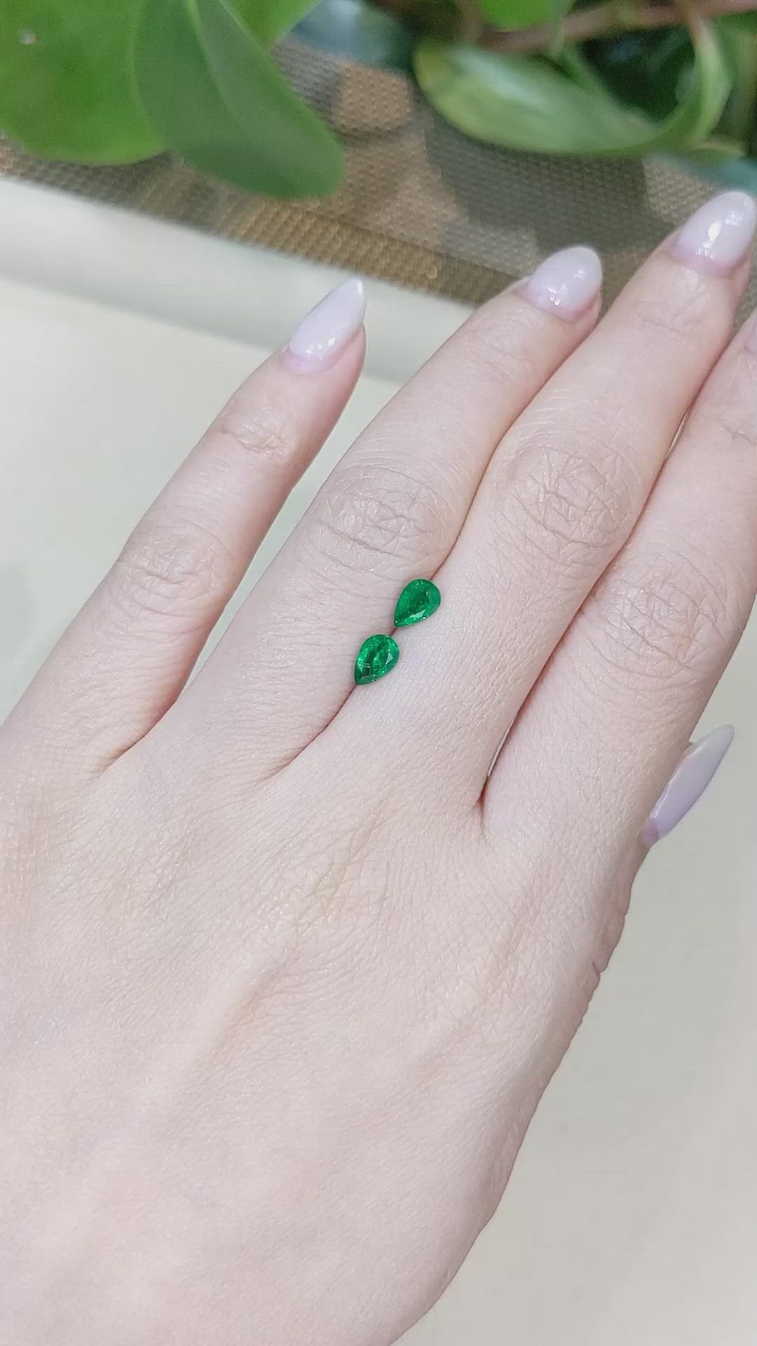 0.67 Ct.Tw.Total Carat Weight Emerald Pair from Zambia Size Video