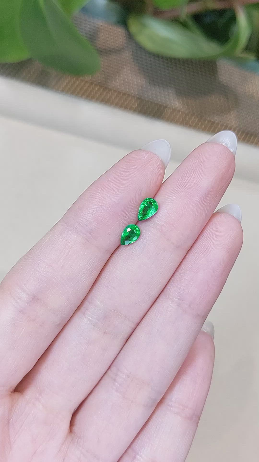 0.69&nbsp;Ct.Tw.Total Carat Weight Emerald Pair from Zambia Size Video
