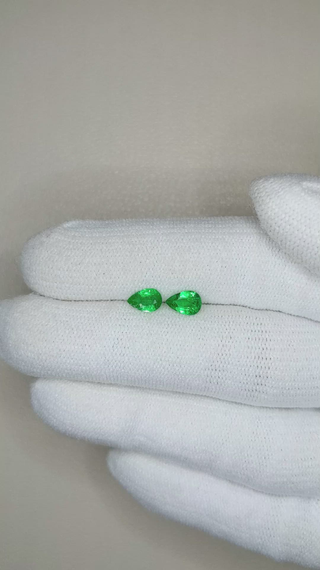 0.69&nbsp;Ct.Tw.Total Carat Weight Emerald Pair from Zambia Size Video