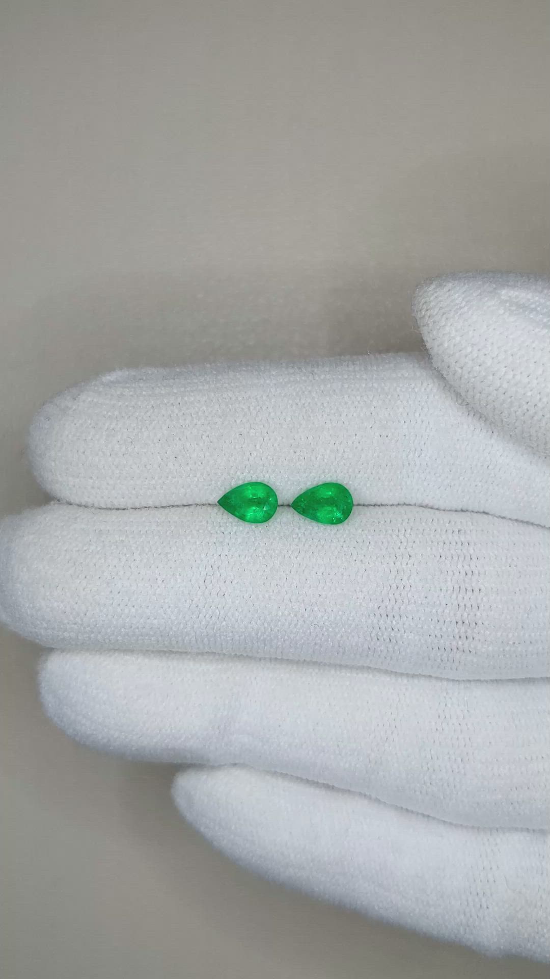 0.68 Ct.Tw.Total Carat Weight Emerald Pair from Zambia Size Video