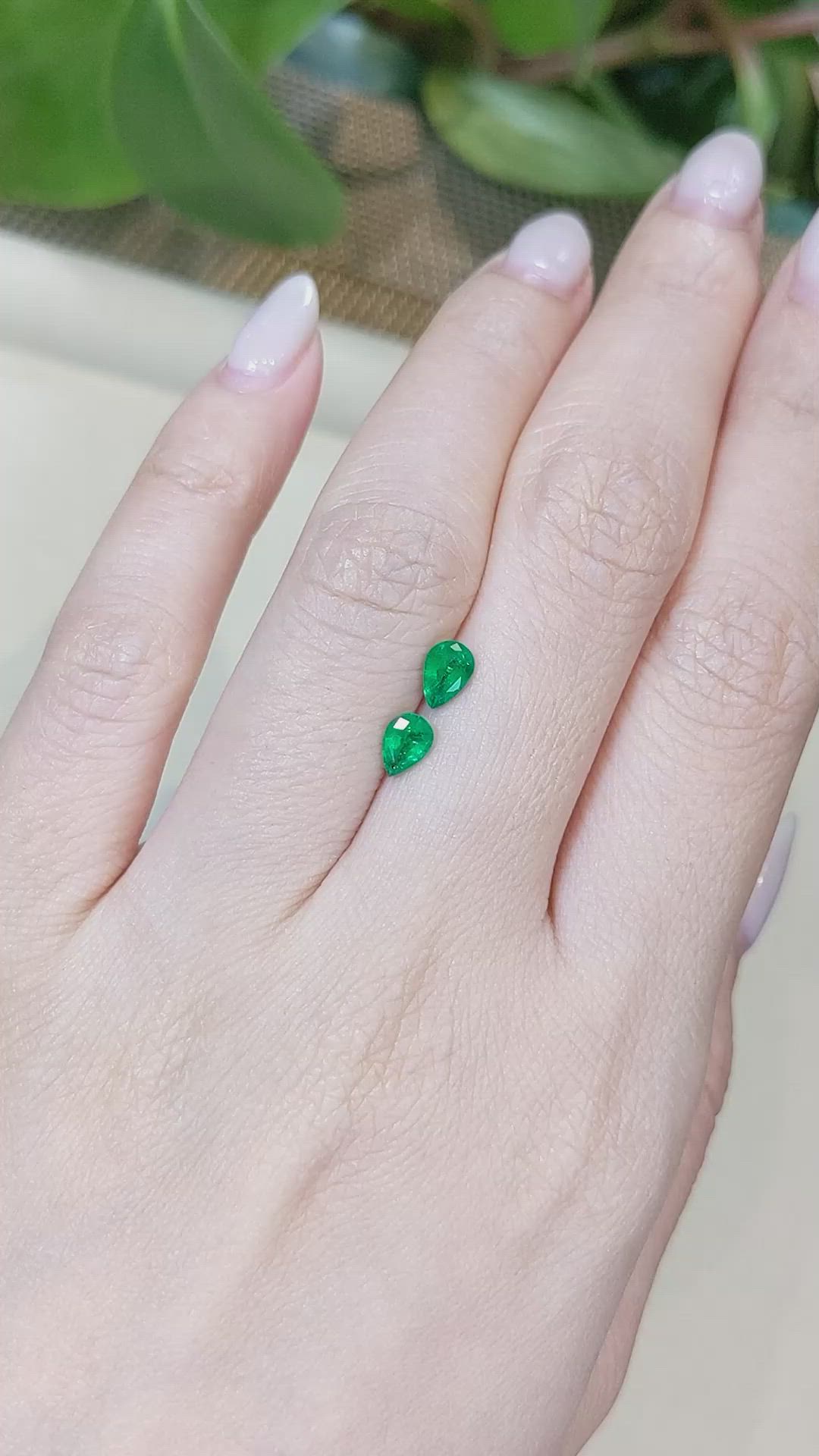 0.68 Ct.Tw.Total Carat Weight Emerald Pair from Zambia Size Video