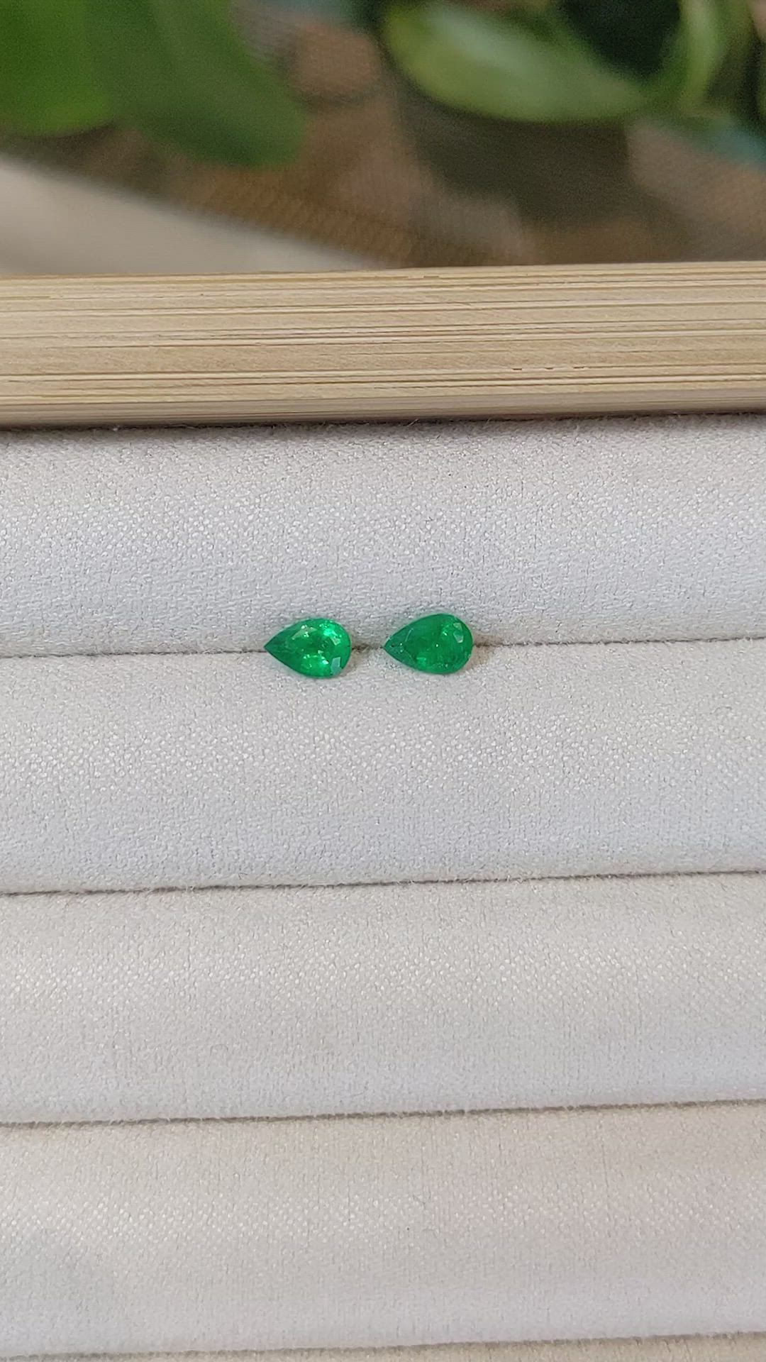 0.68 Ct.Tw.Total Carat Weight Emerald Pair from Zambia Size Video