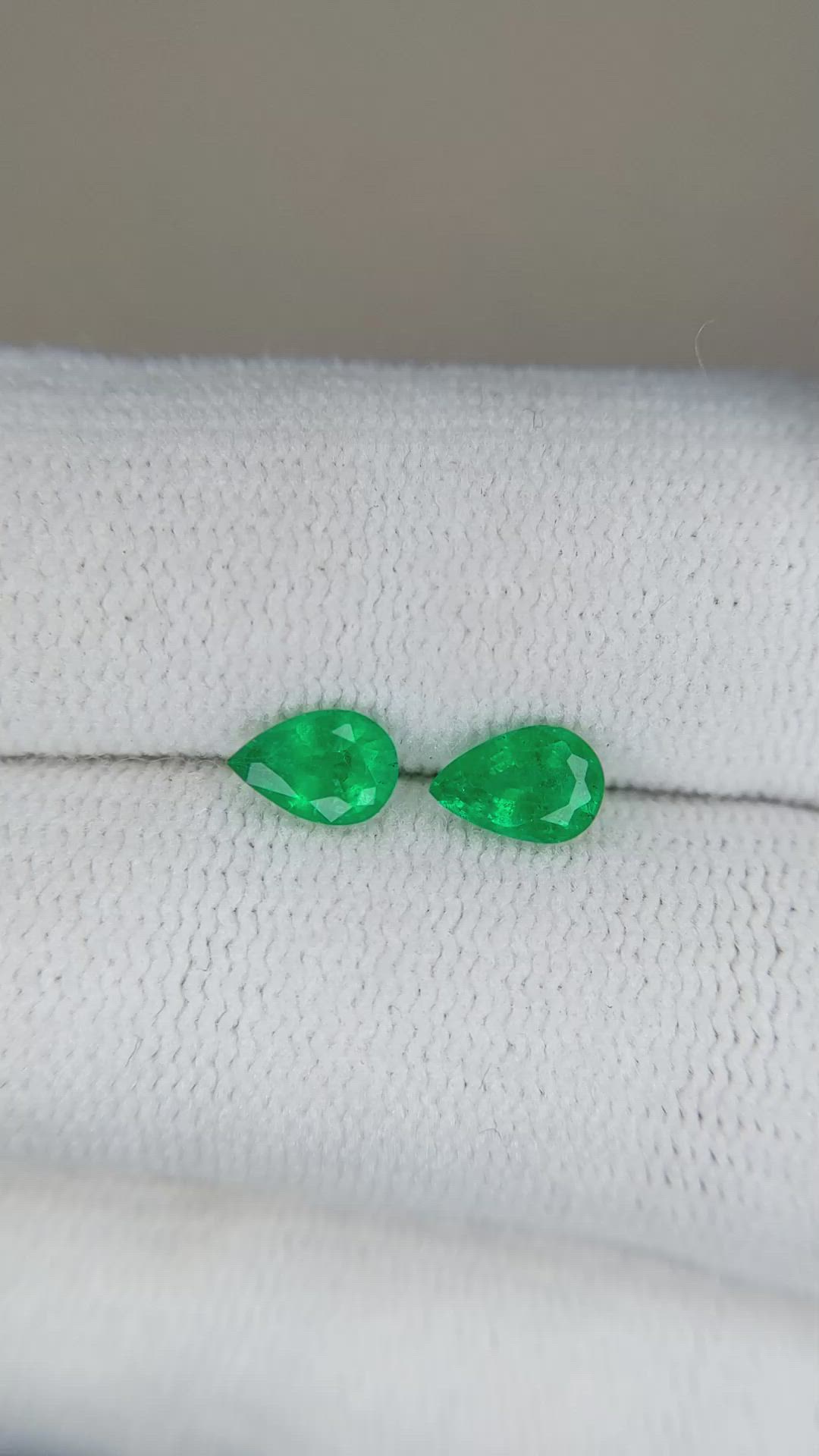 0.68 Ct.Tw.Total Carat Weight Emerald Pair from Zambia Size Video