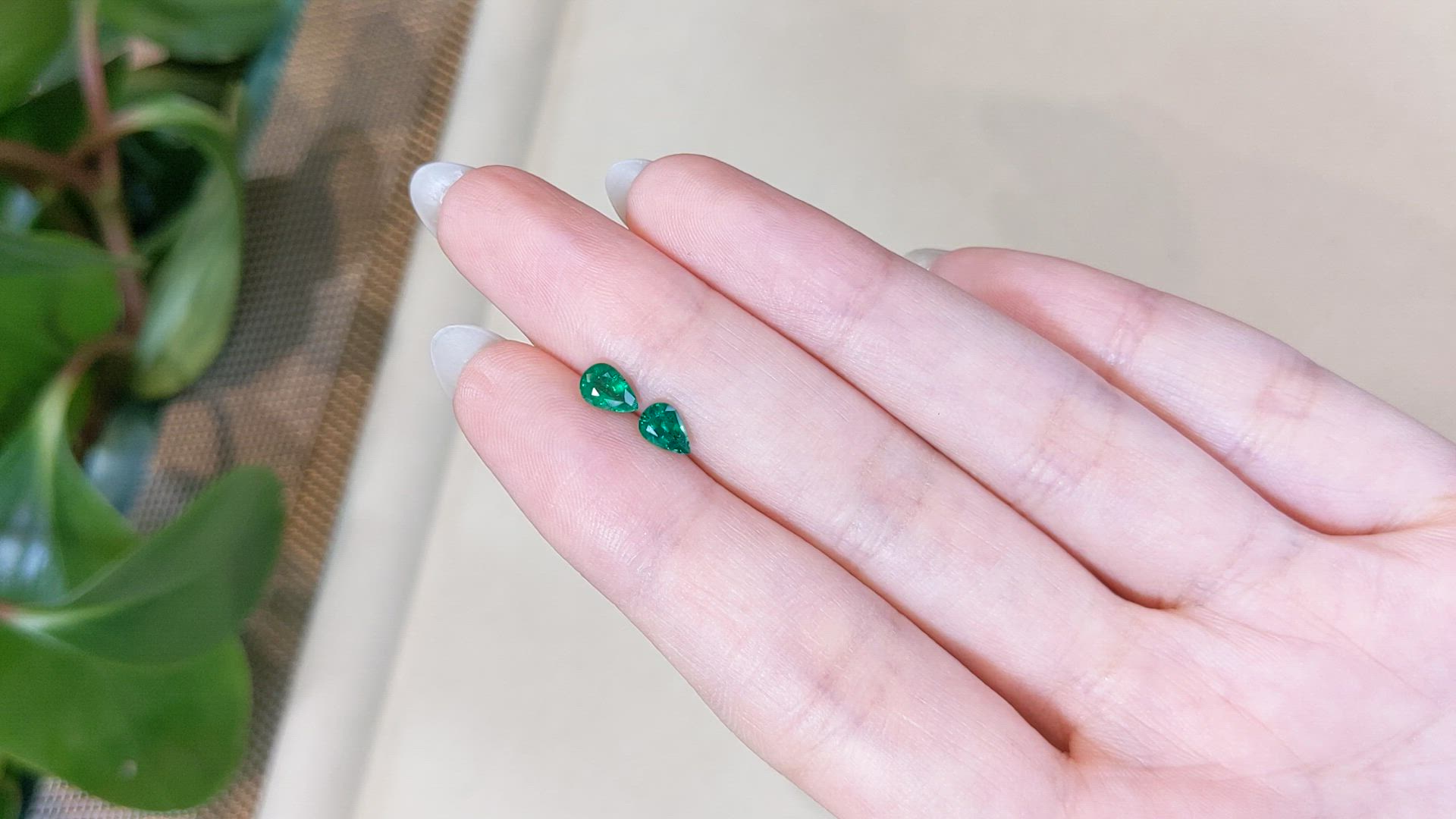 0.69 Ct.Tw.Total Carat Weight Emerald Pair from Zambia Size Video