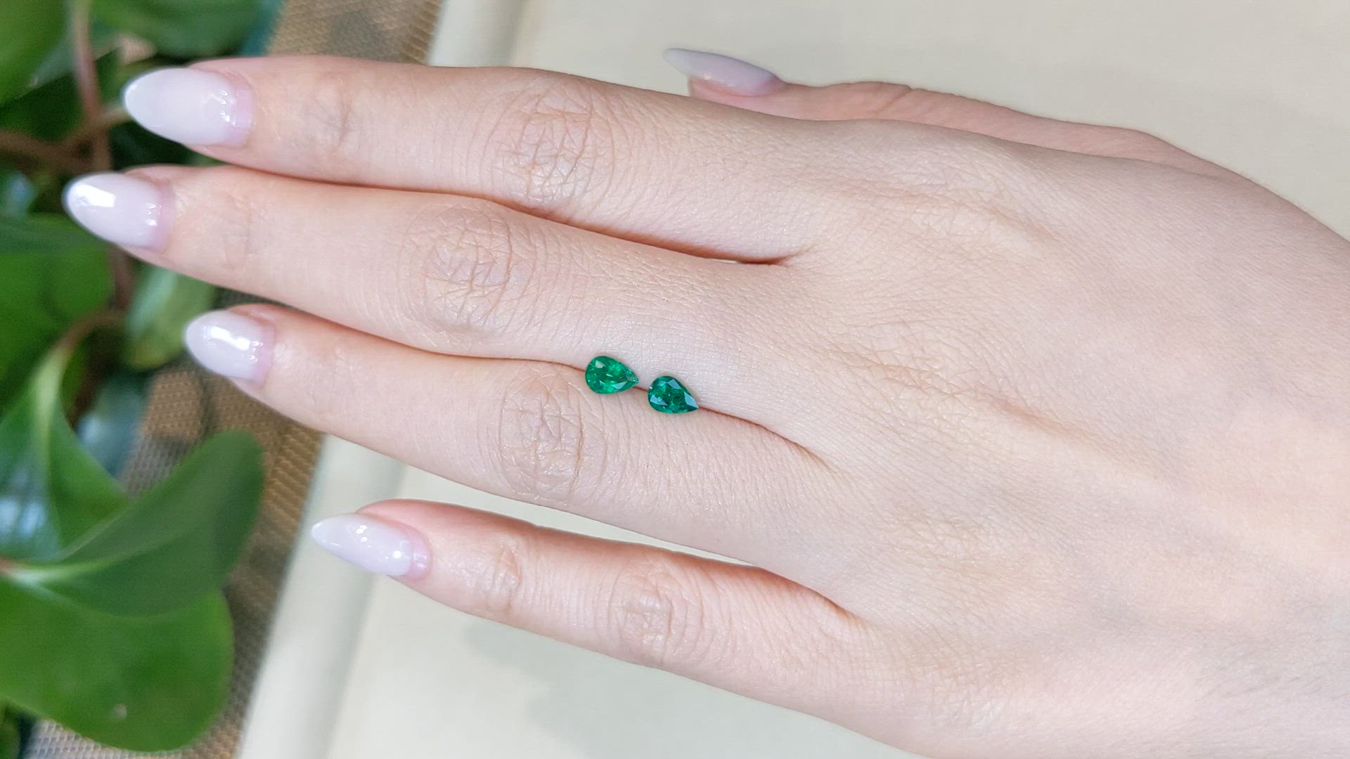0.69 Ct.Tw.Total Carat Weight Emerald Pair from Zambia Size Video