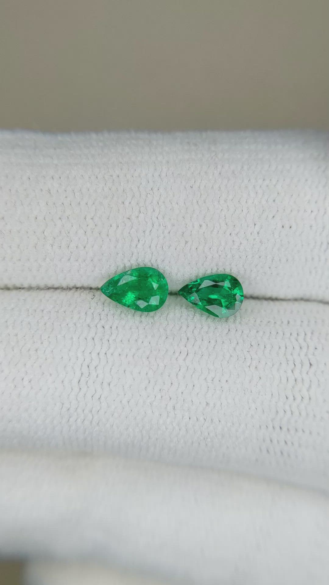 0.69 Ct.Tw.Total Carat Weight Emerald Pair from Zambia Size Video