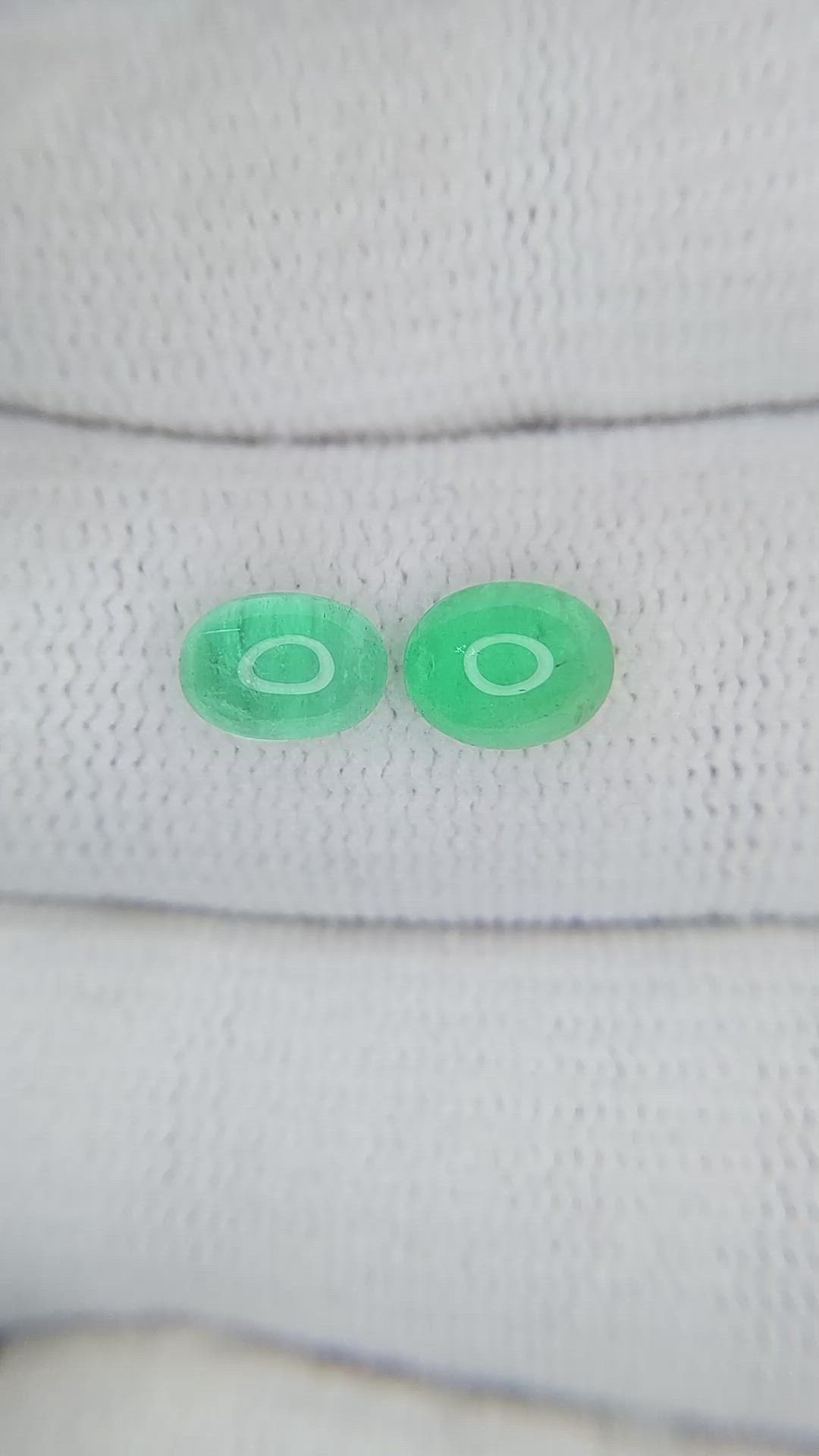 1.68&nbsp;Ct.Tw.Total Carat Weight Cabochon Emerald Pair from Russia Size Video