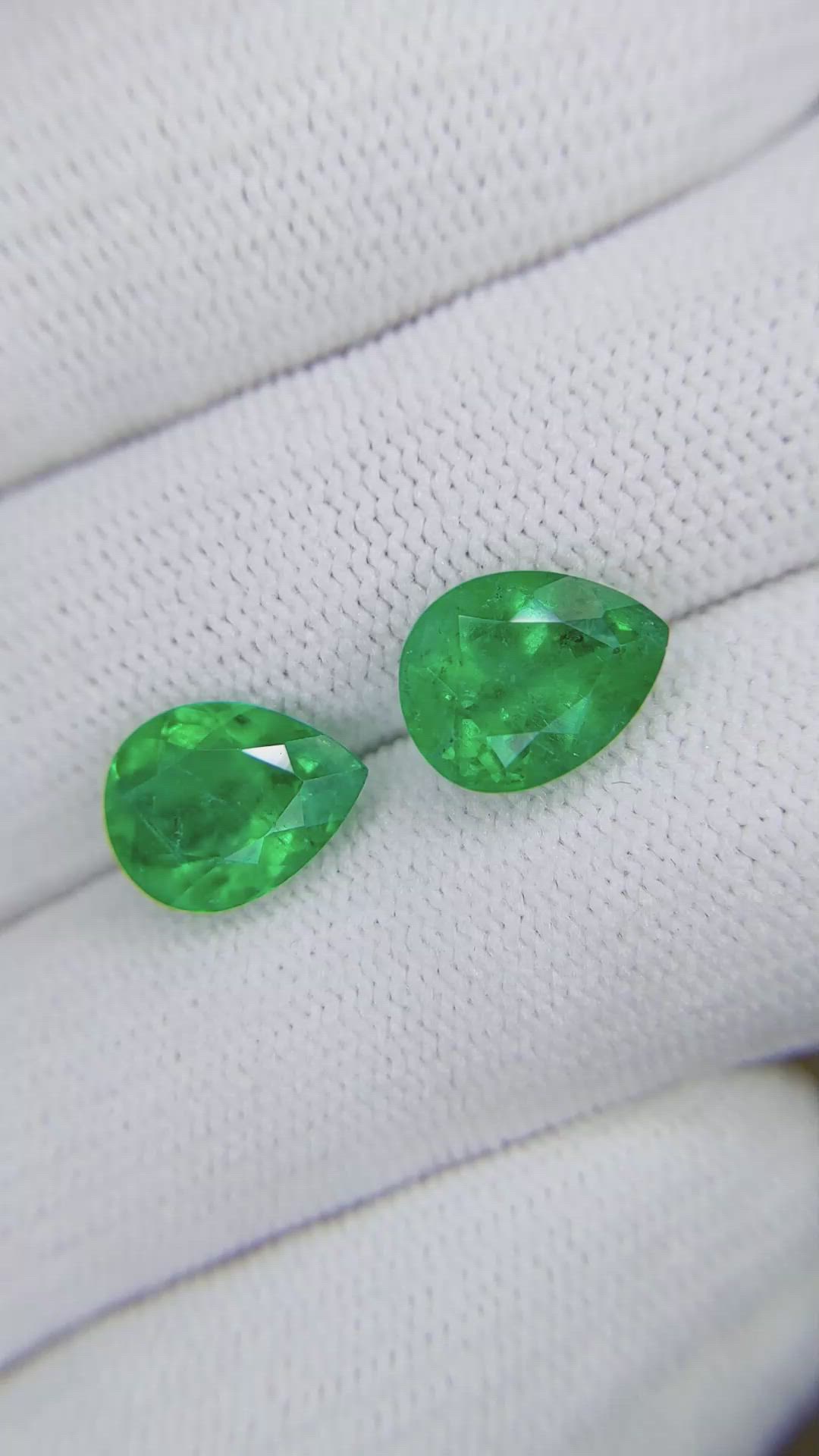3.74 Ct.Tw.Total Carat Weight Emerald Pair from Afghanistan Size Video