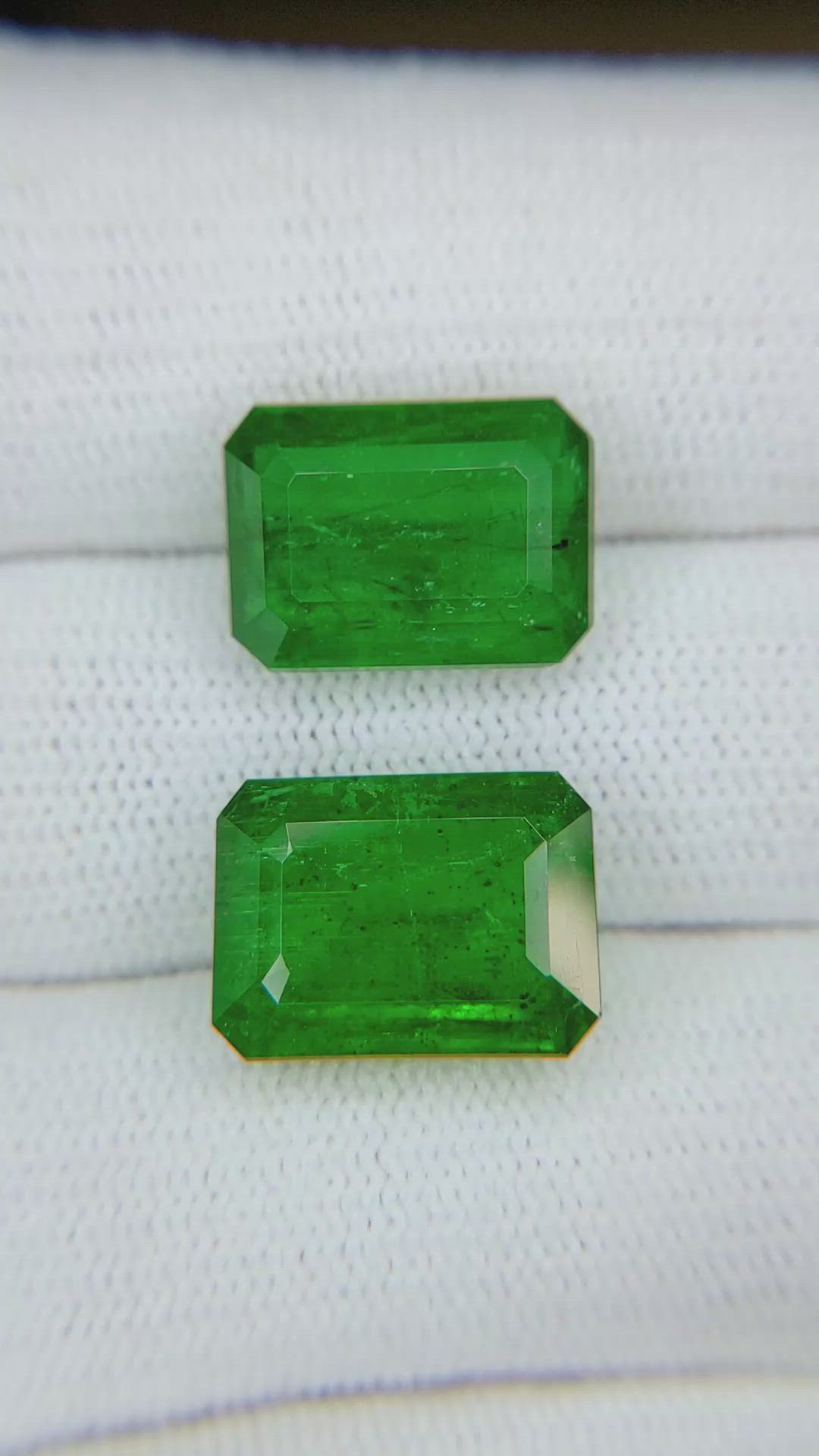 15.40 Ct.Tw.Total Carat Weight Emerald Pair from Zambia Size Video