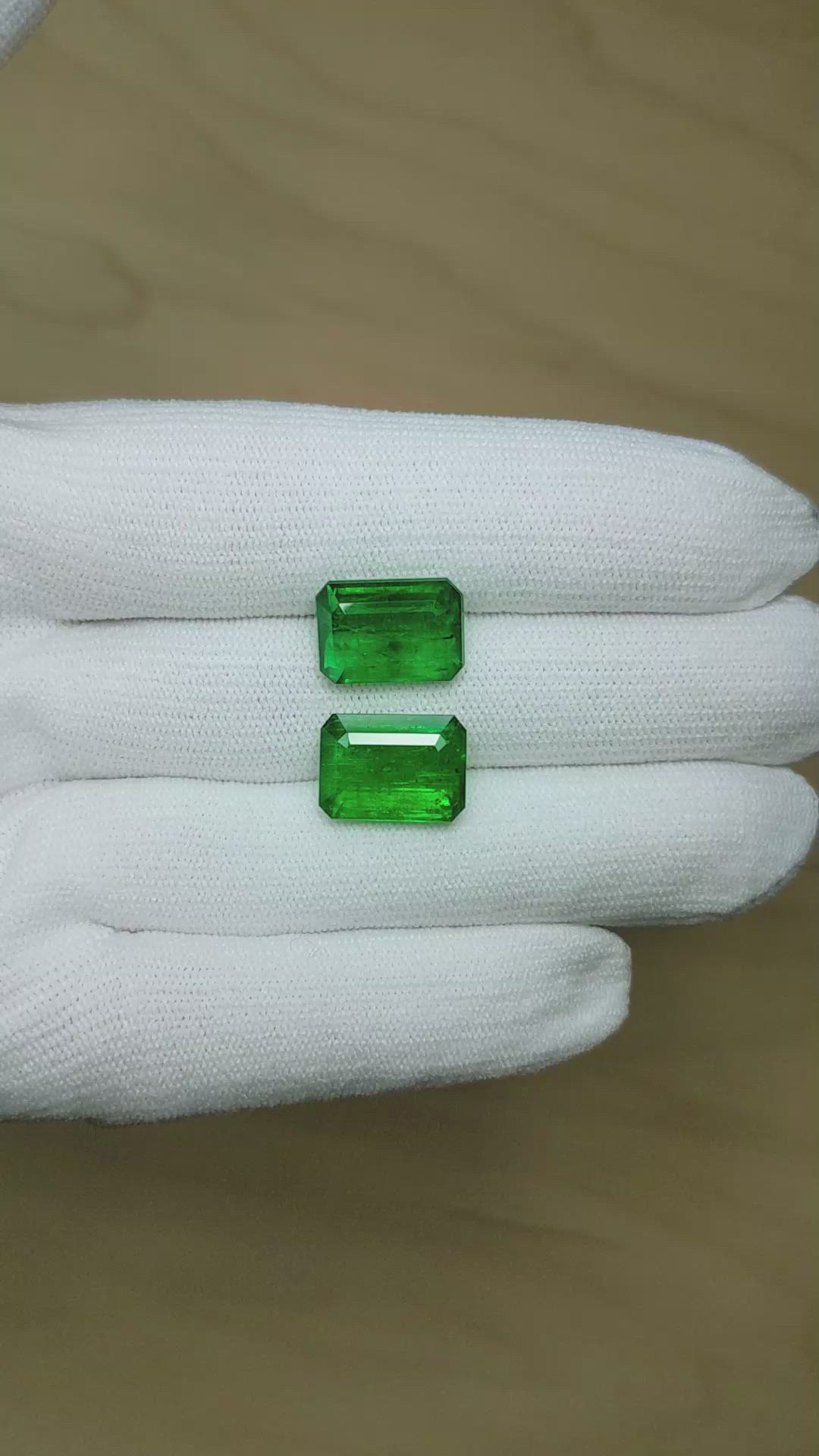 15.40 Ct.Tw.Total Carat Weight Emerald Pair from Zambia Size Video