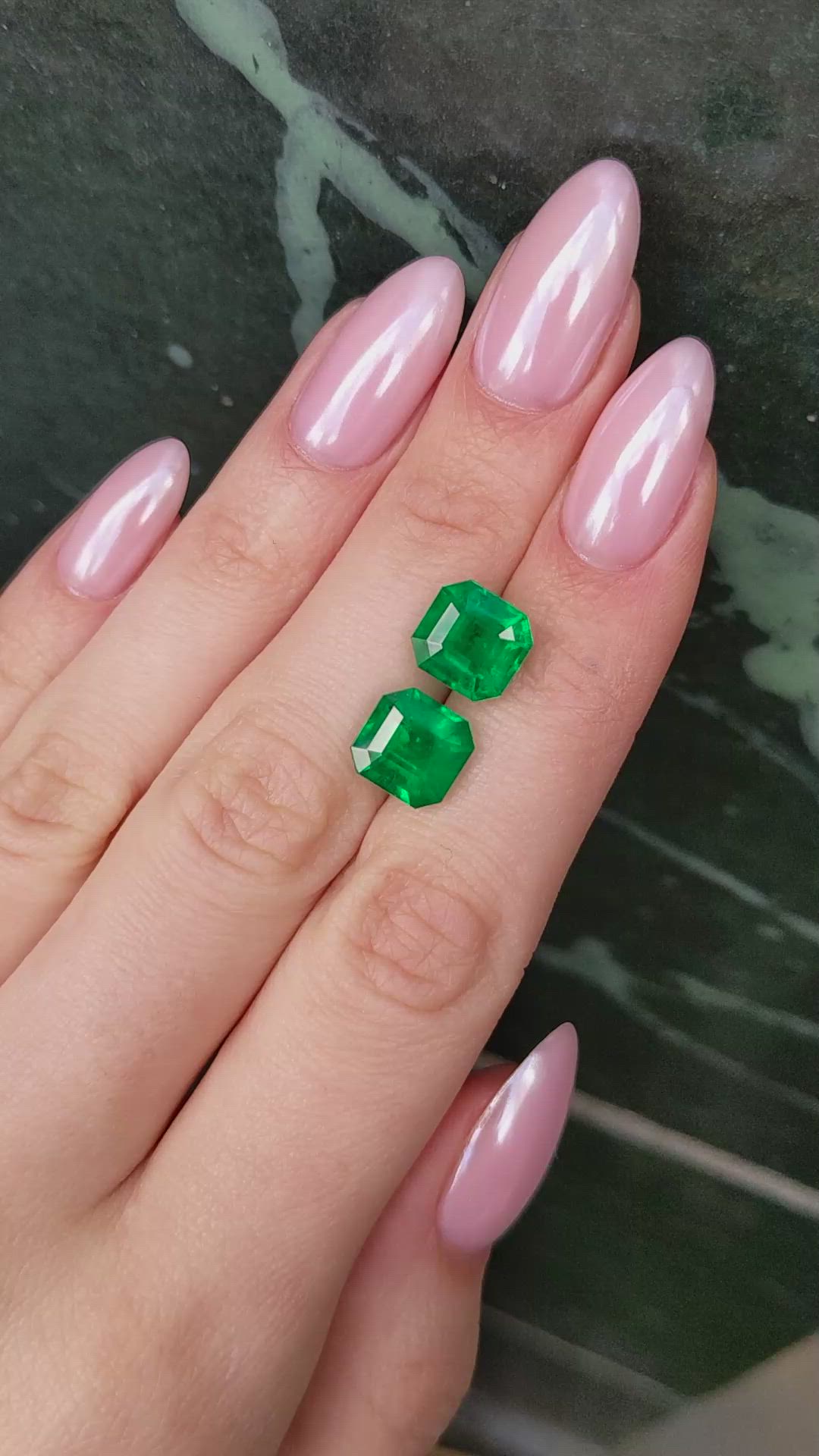 7.36&nbsp;Ct.Tw.Total Carat Weight Emerald Pair from Colombia Size Video