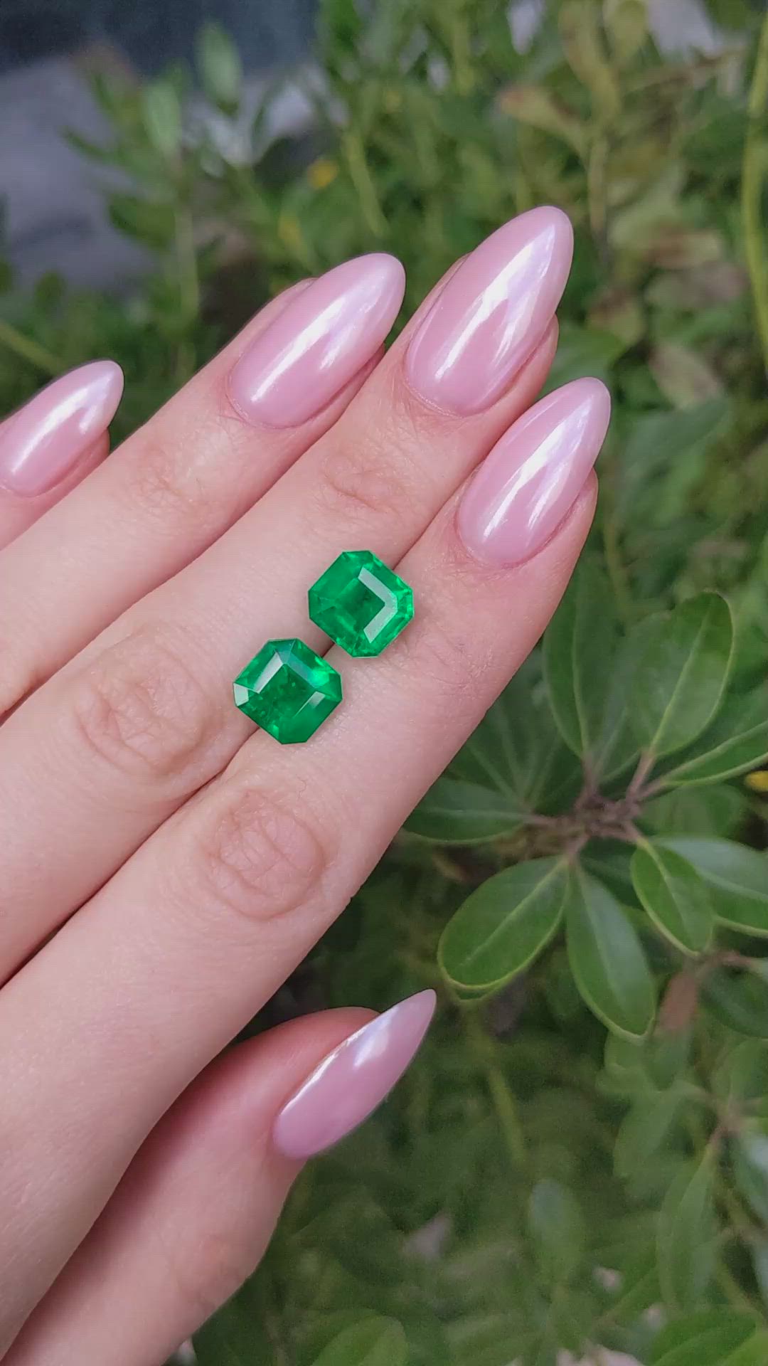 7.36&nbsp;Ct.Tw.Total Carat Weight Emerald Pair from Colombia Size Video