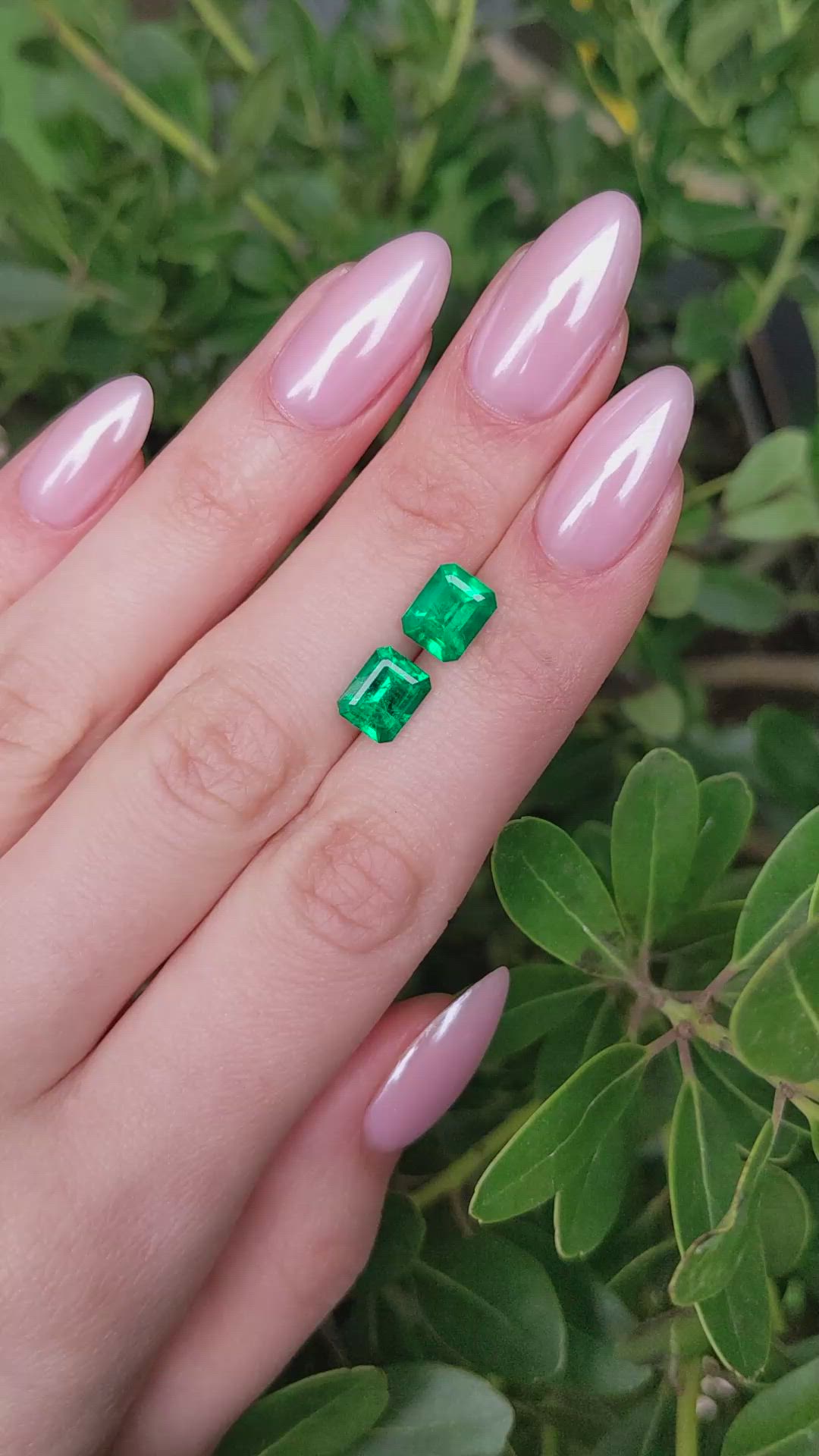 3.54&nbsp;Ct.Tw.Total Carat Weight Emerald Pair from Colombia Size Video