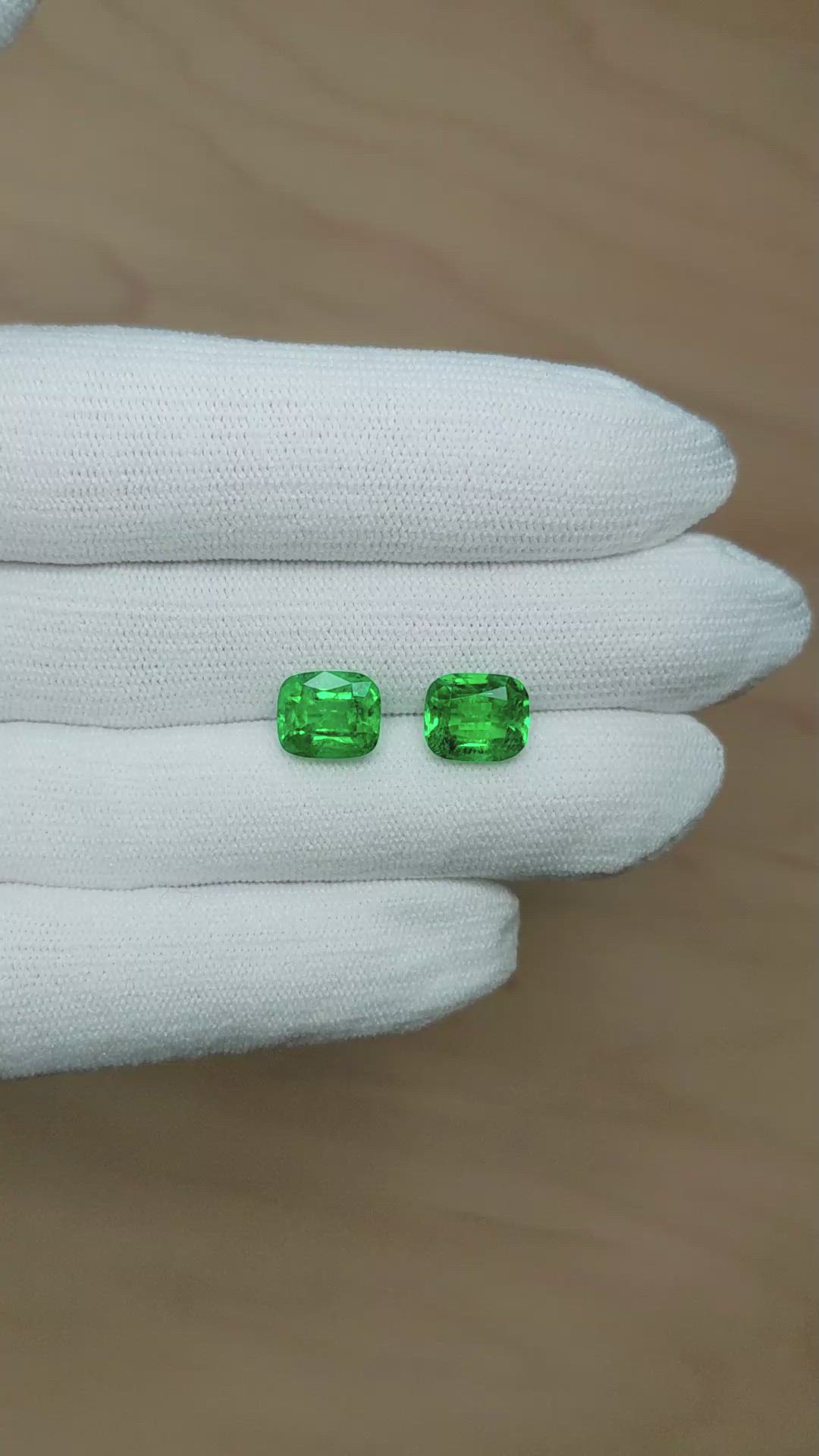 5.68&nbsp;Ct.Tw.Total Carat Weight Emerald Pair from Zambia Size Video