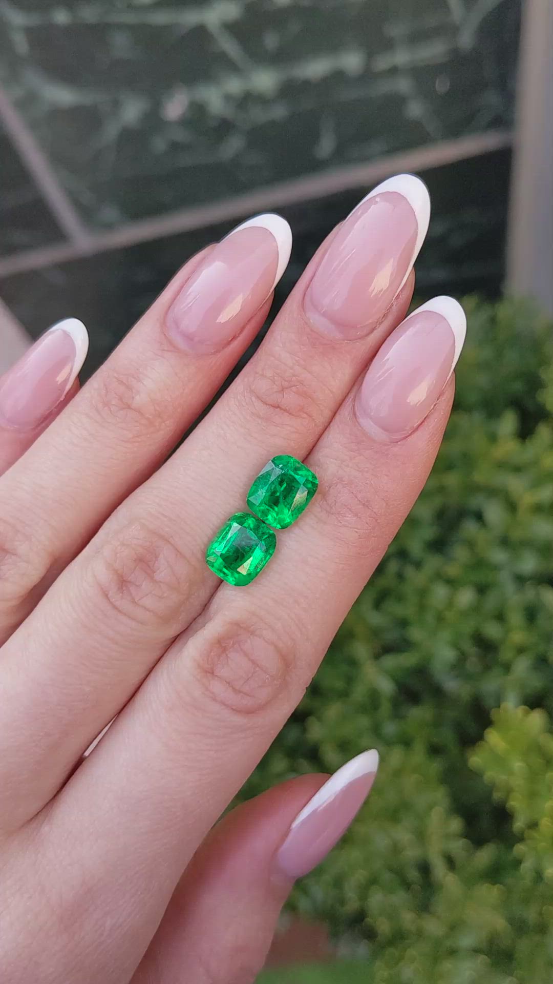 5.68&nbsp;Ct.Tw.Total Carat Weight Emerald Pair from Zambia Size Video