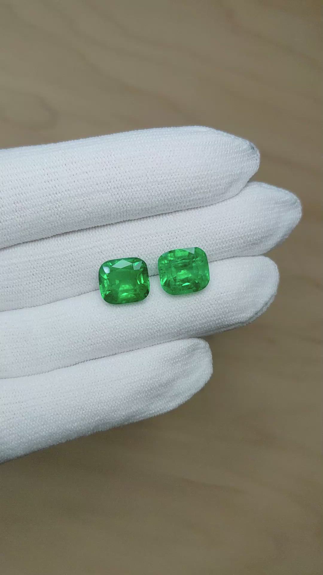 9.84&nbsp;Ct.Tw.Total Carat Weight Emerald Pair from Colombia - Muzo Size Video