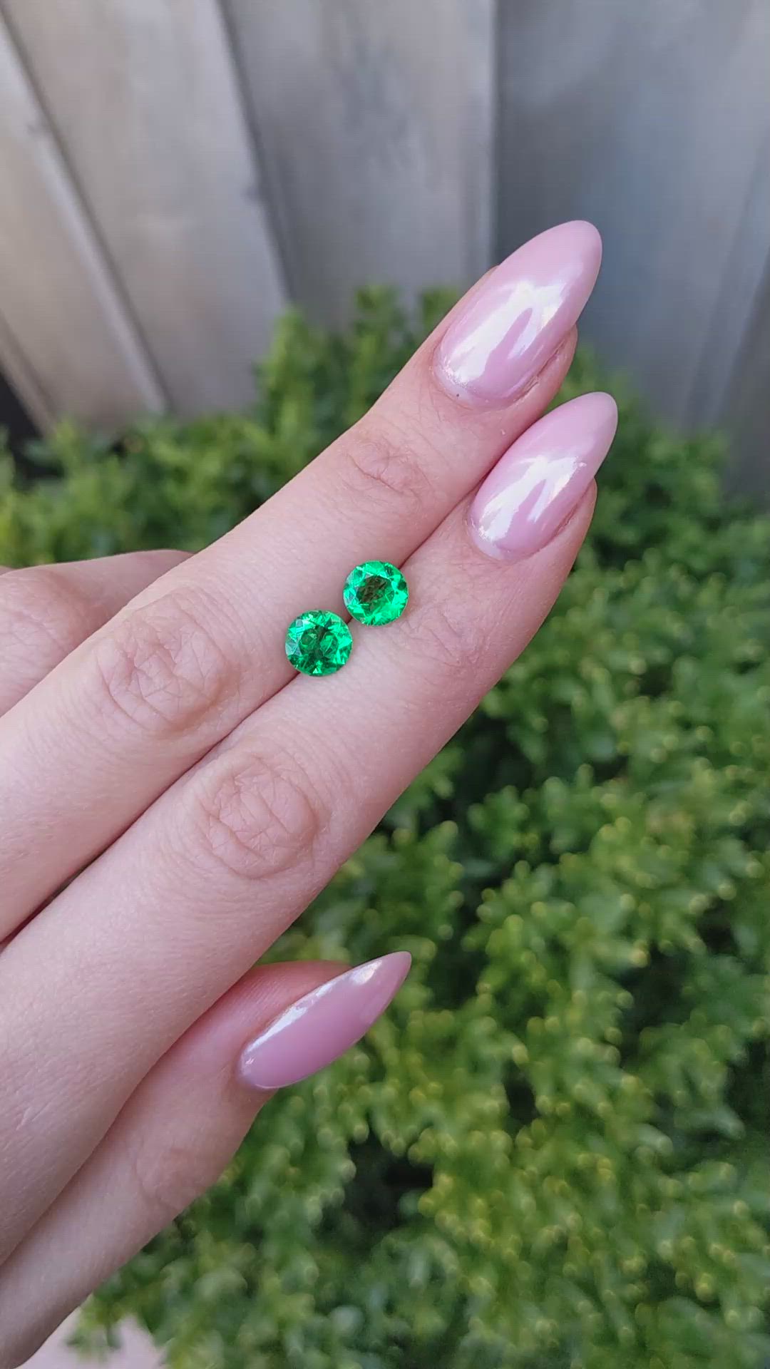 2.11&nbsp;Ct.Tw.Total Carat Weight Emerald Pair from Zambia Size Video