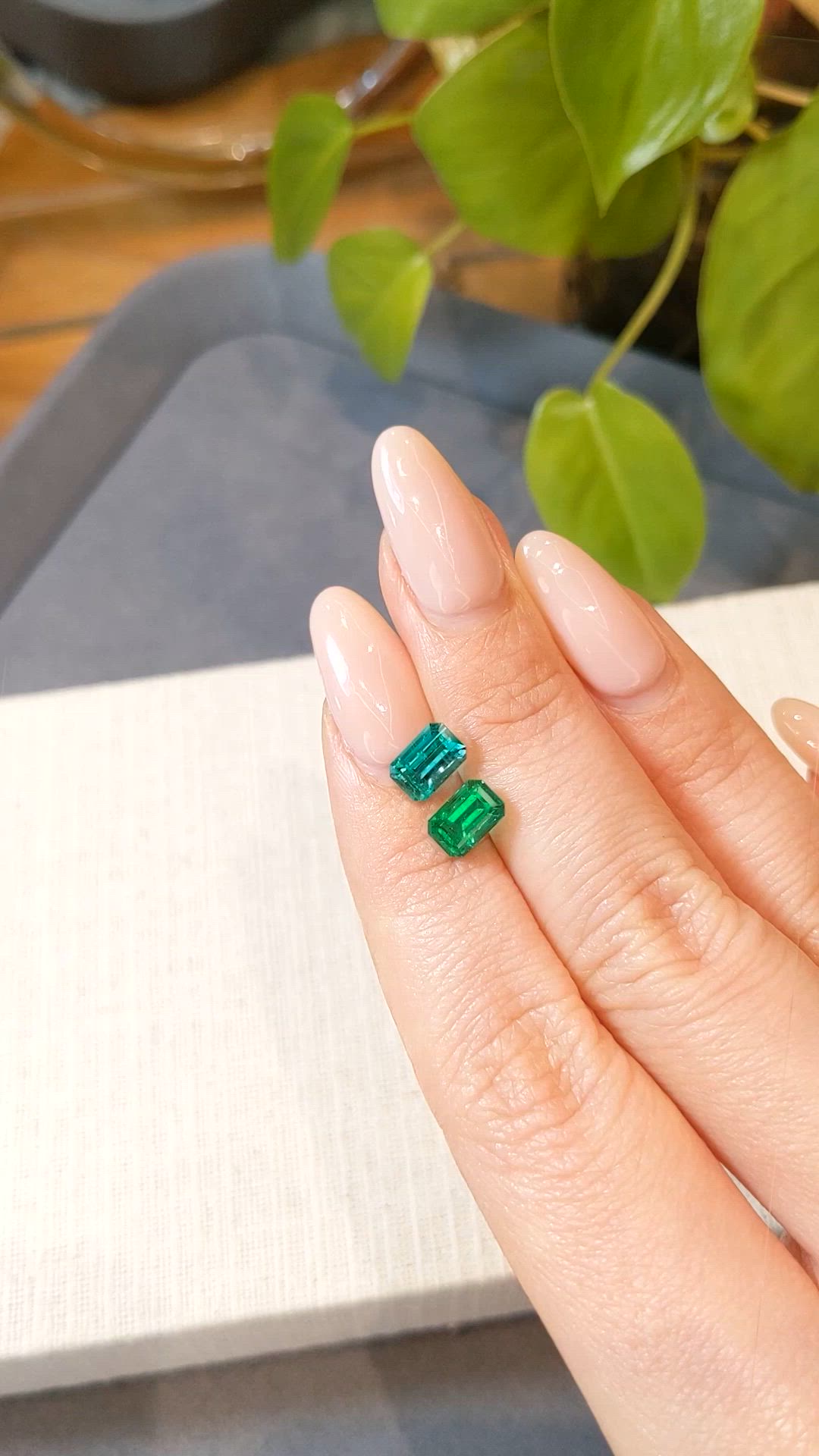 2.19 Ct.Tw.Total Carat Weight Emerald Pair from Russia Size Video