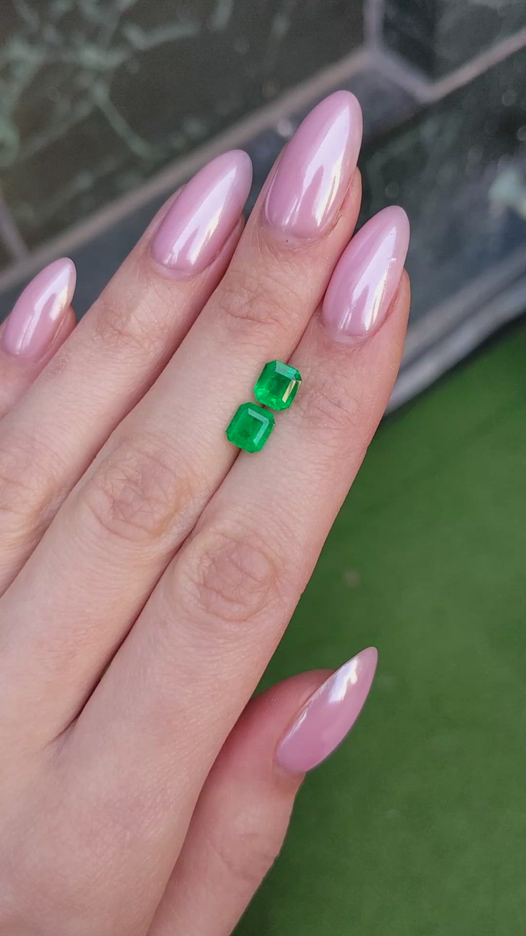 2.06 Ct.Tw.Total Carat Weight Emerald Pair from Colombia Size Video