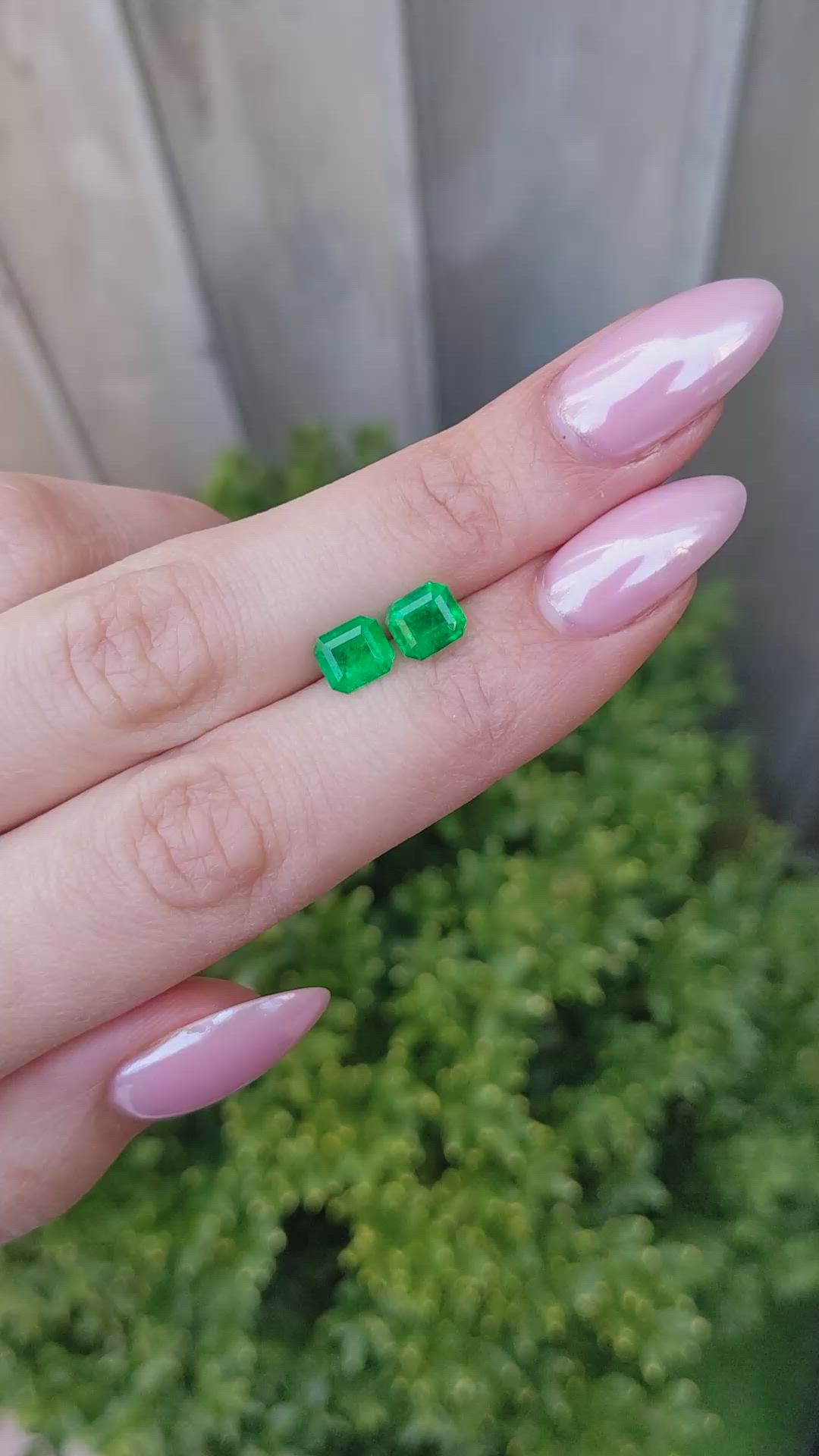 2.06 Ct.Tw.Total Carat Weight Emerald Pair from Colombia Size Video