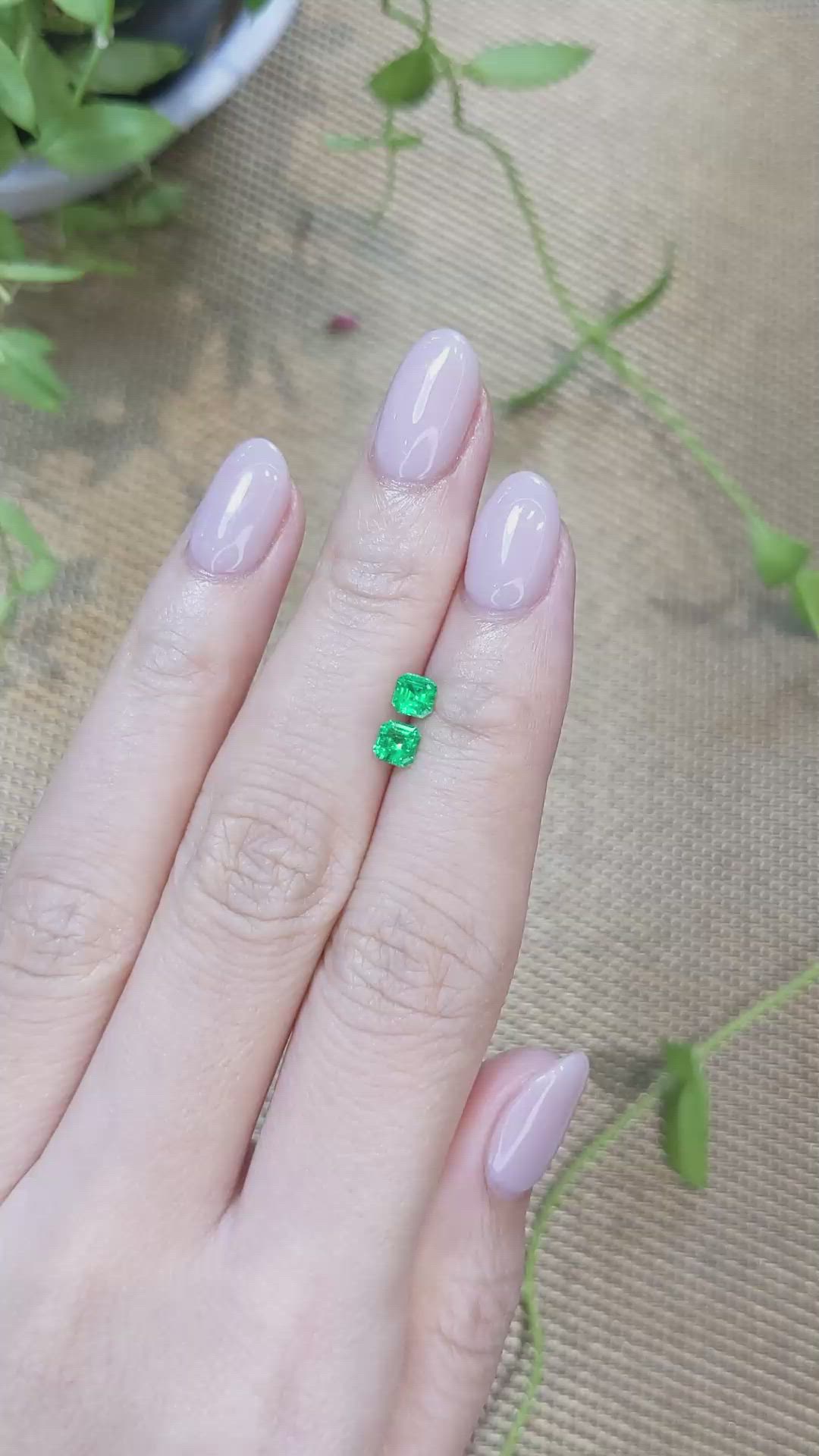 0.49&nbsp;Ct.Tw.Total Carat Weight Emerald Pair from Zambia Size Video