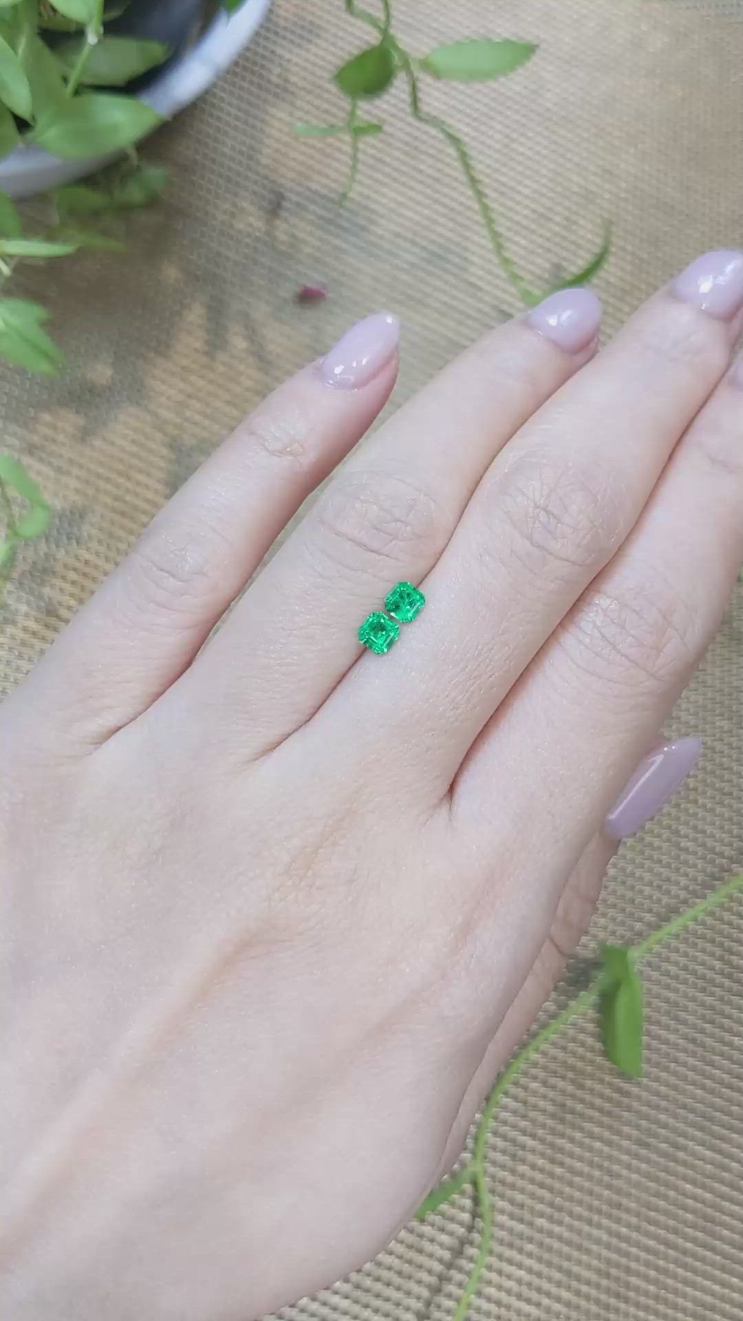 0.49&nbsp;Ct.Tw.Total Carat Weight Emerald Pair from Zambia Size Video