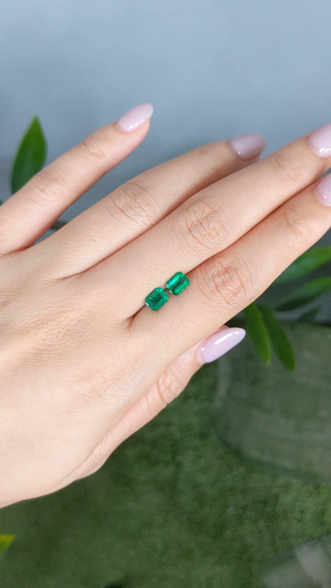 1.38&nbsp;Ct.Tw.Total Carat Weight Emerald Pair from Colombia Size Video
