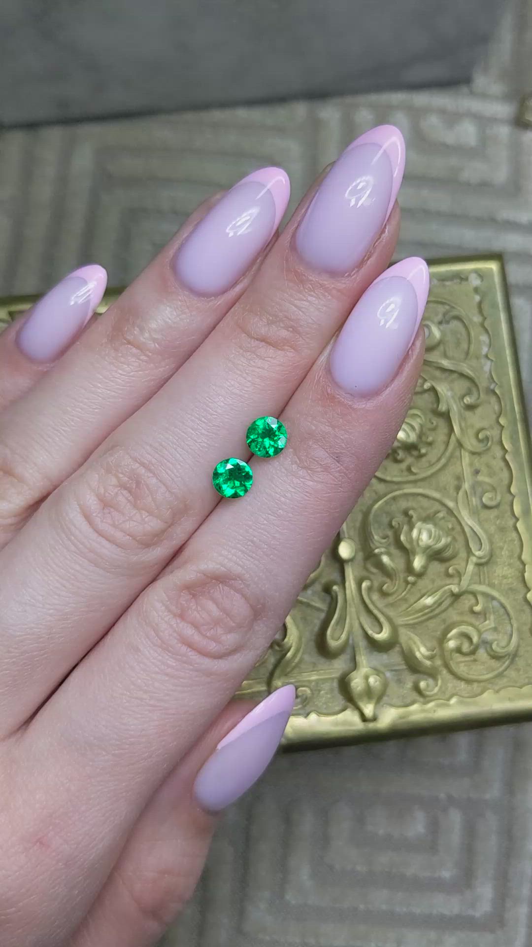 1.11 Ct.Tw.Total Carat Weight Emerald Pair from Colombia Size Video