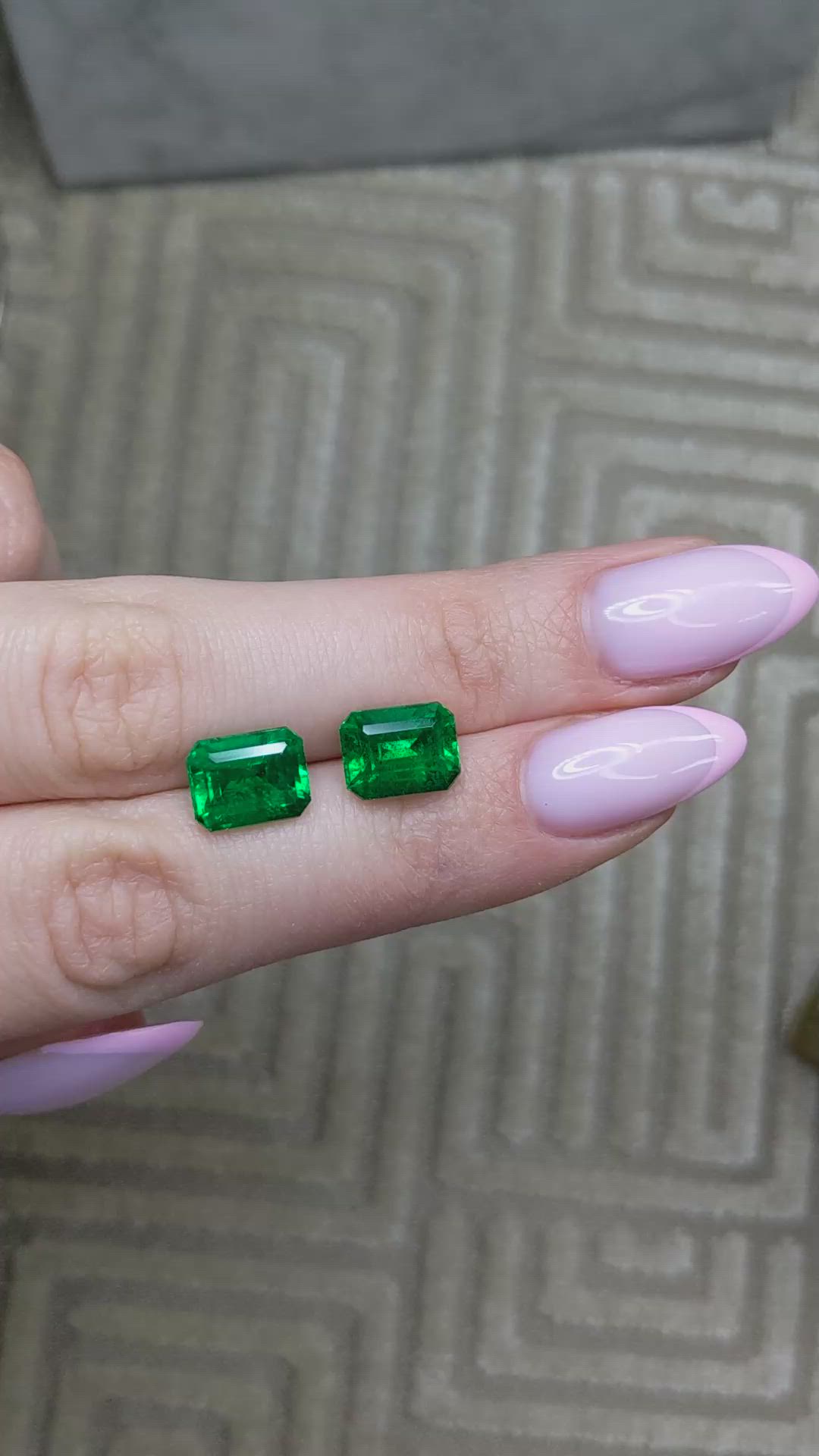 6.84&nbsp;Ct.Tw.Total Carat Weight Emerald Pair from Zambia Size Video