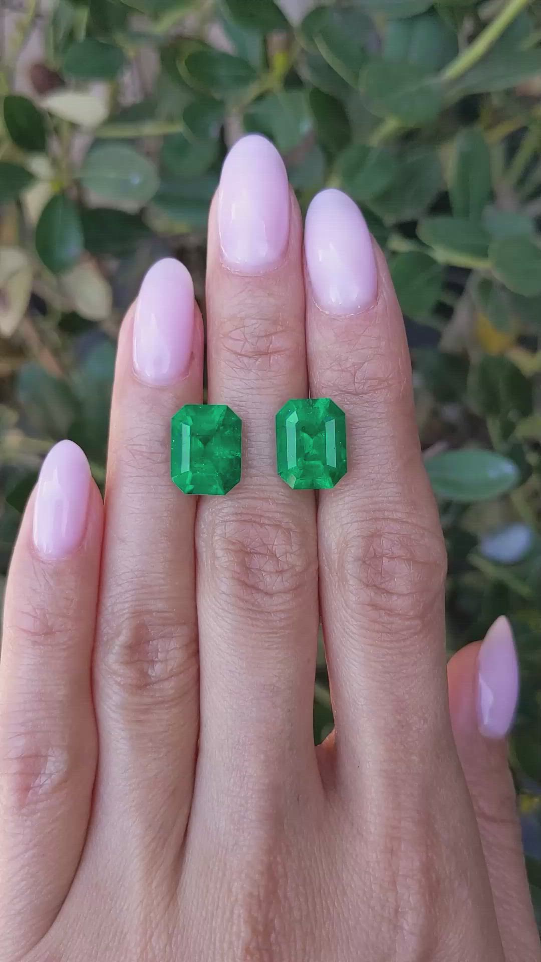9.79&nbsp;Ct.Tw.Total Carat Weight Emerald Pair from Colombia Size Video