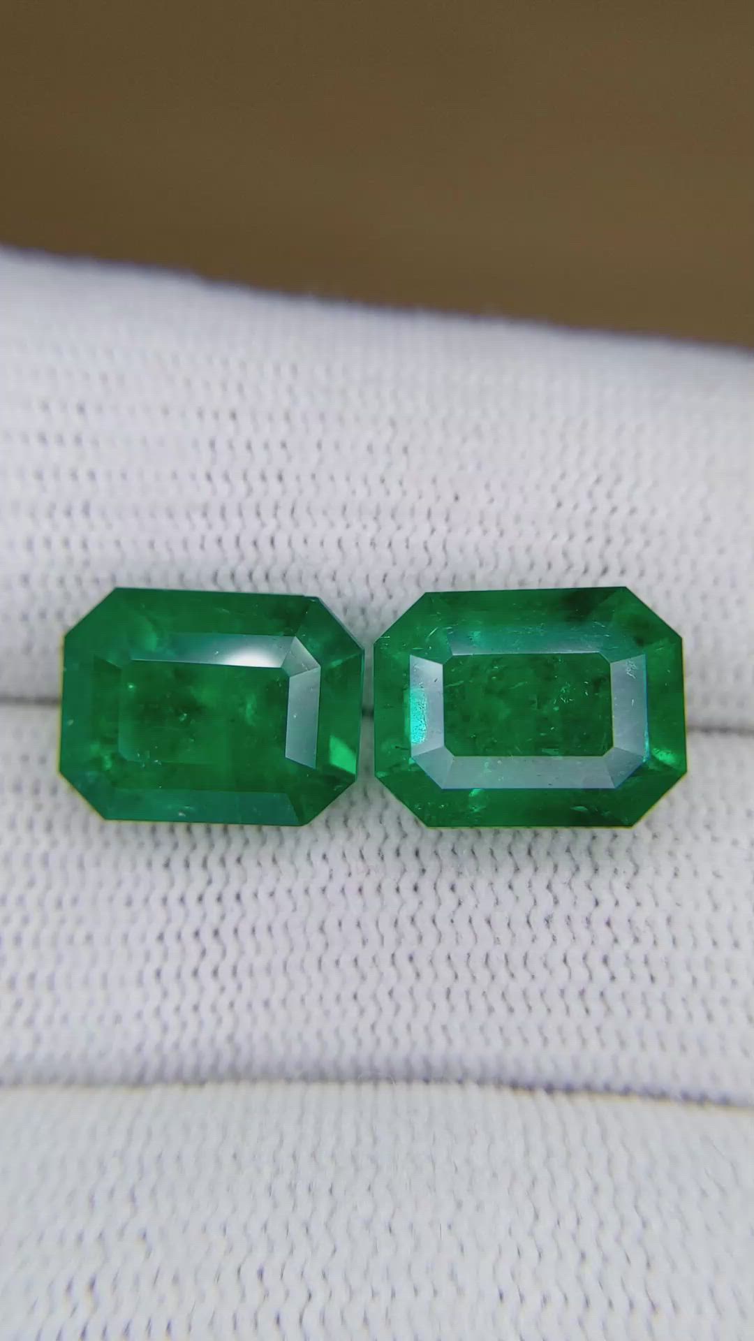 9.79&nbsp;Ct.Tw.Total Carat Weight Emerald Pair from Colombia Size Video