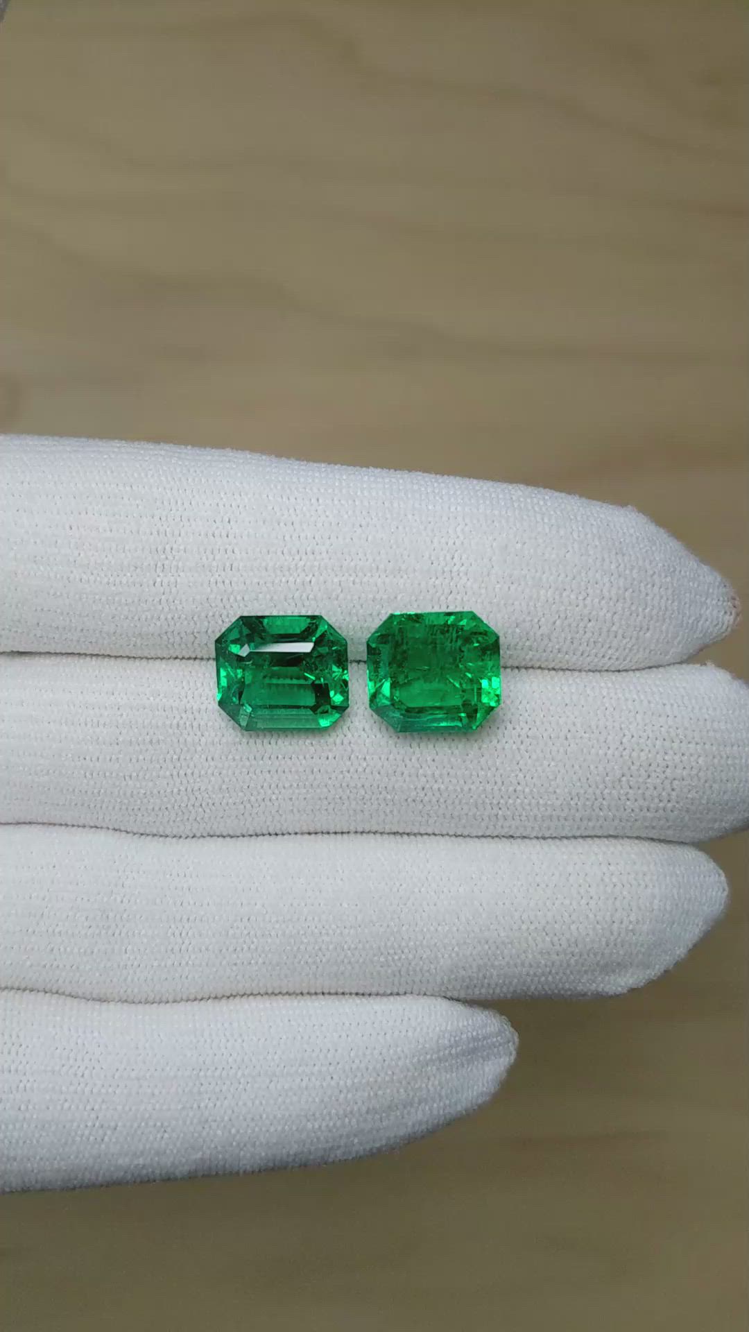 15.72 Ct.Tw.Total Carat Weight Emerald Pair from Zambia Size Video
