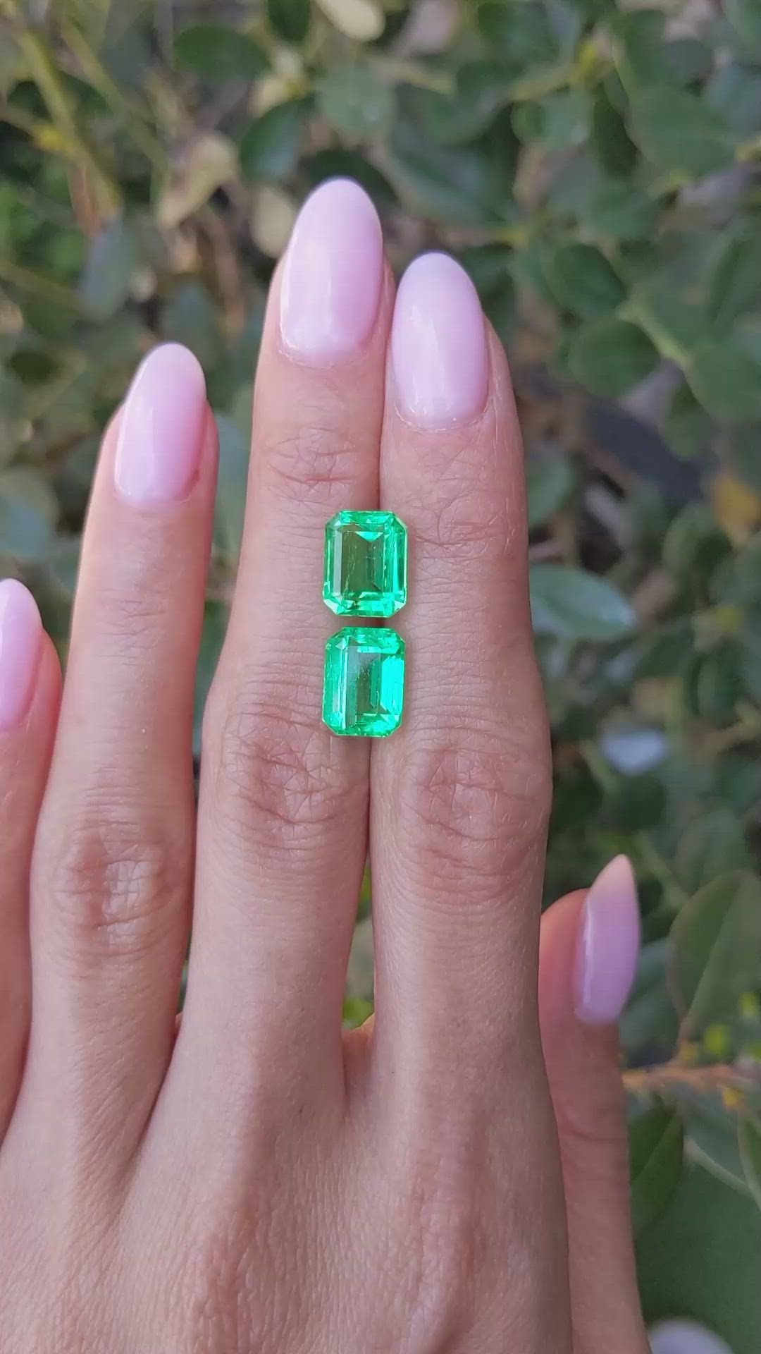 6.20&nbsp;Ct.Tw.Total Carat Weight Emerald Pair from Colombia Size Video