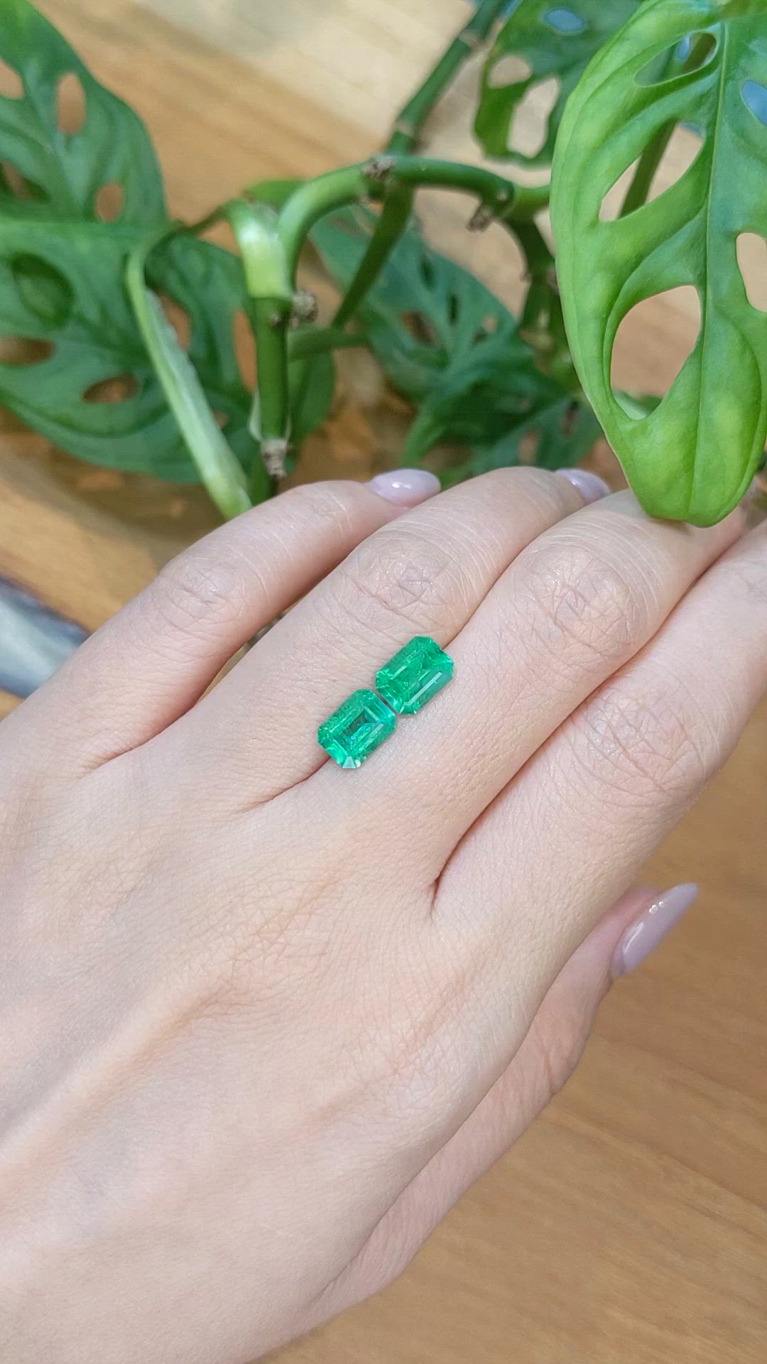 2.53&nbsp;Ct.Tw.Total Carat Weight Emerald Pair from Brazil Size Video