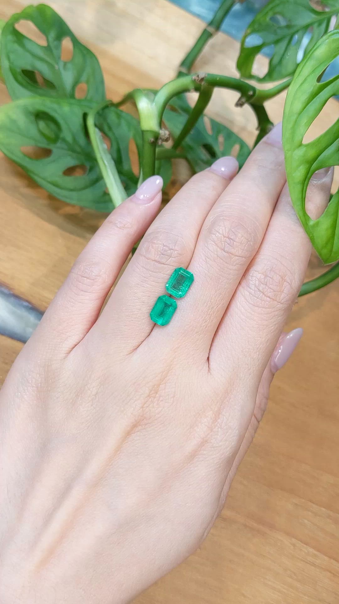 2.43&nbsp;Ct.Tw.Total Carat Weight Emerald Pair from Brazil Size Video